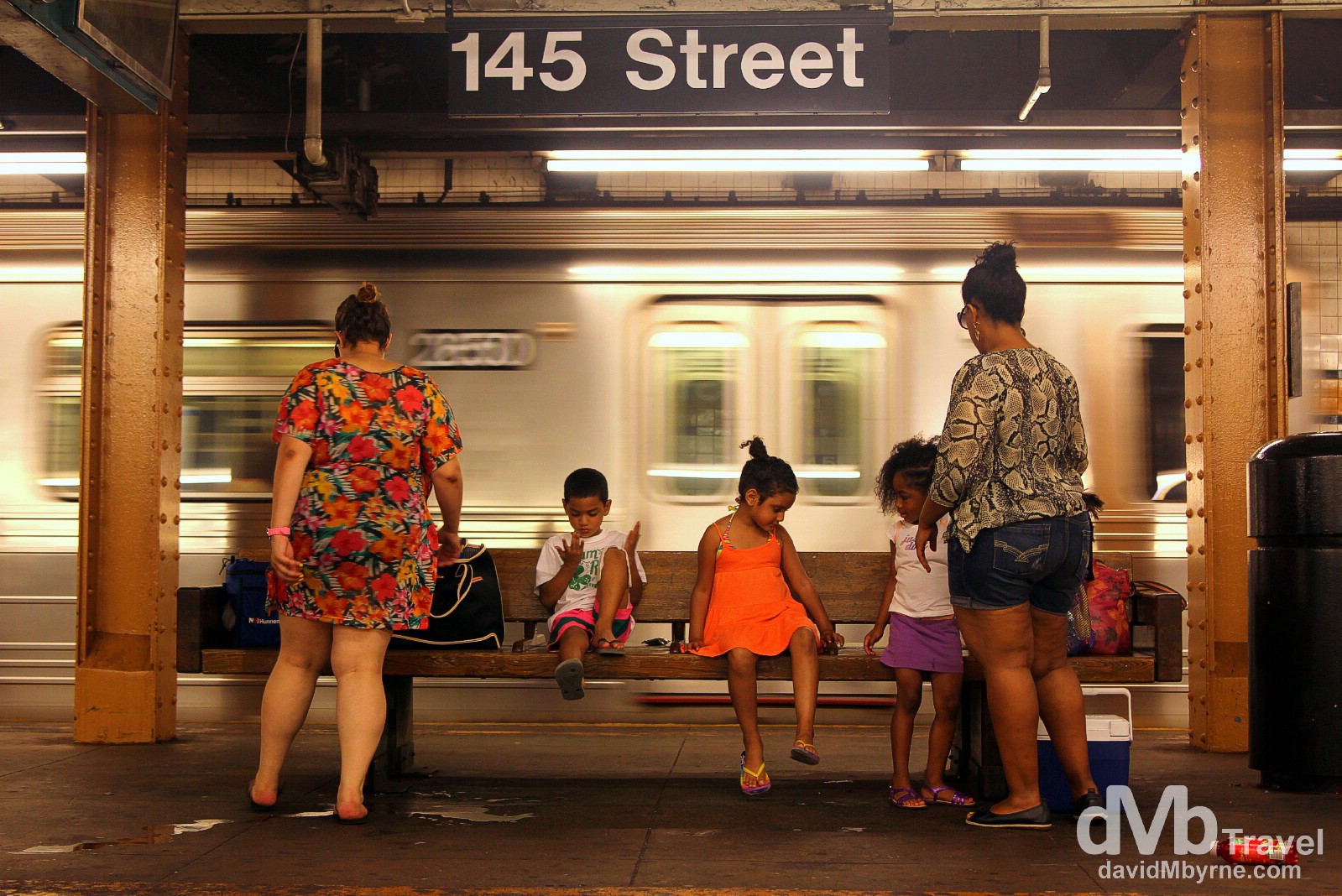 On the platform of 145 Street subway station, Manhattan, New York. July 14th 2013.