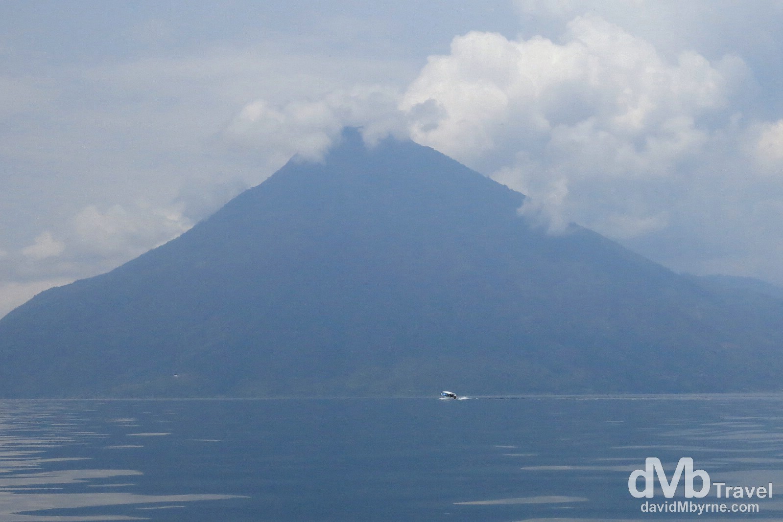 Boating near the base of the San Pedro Volcano on Lake Atitlan, Guatemala. May 24th 2013.