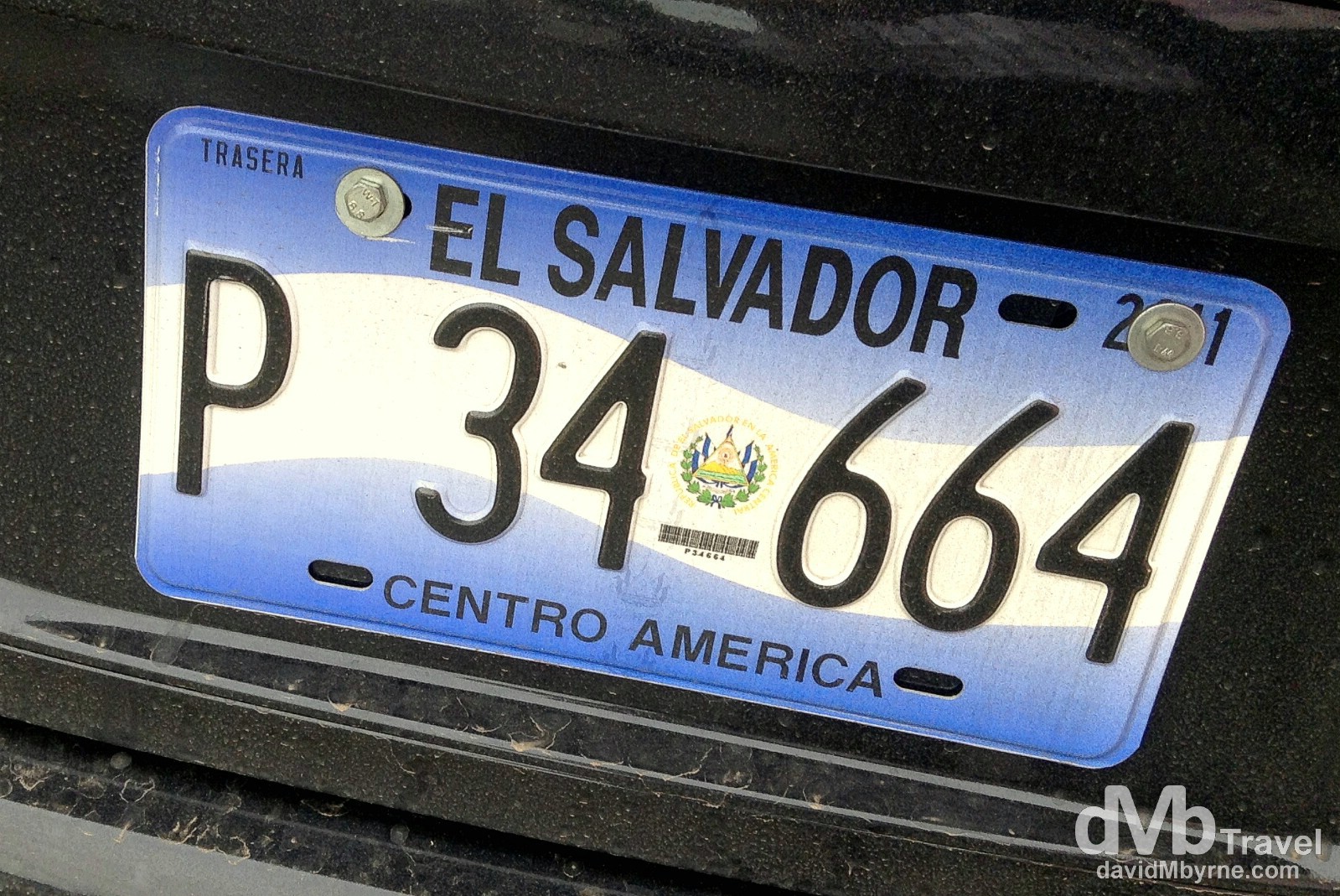 Licence plate. Santa Ana, Western El Salvador. May 27th 2013.
