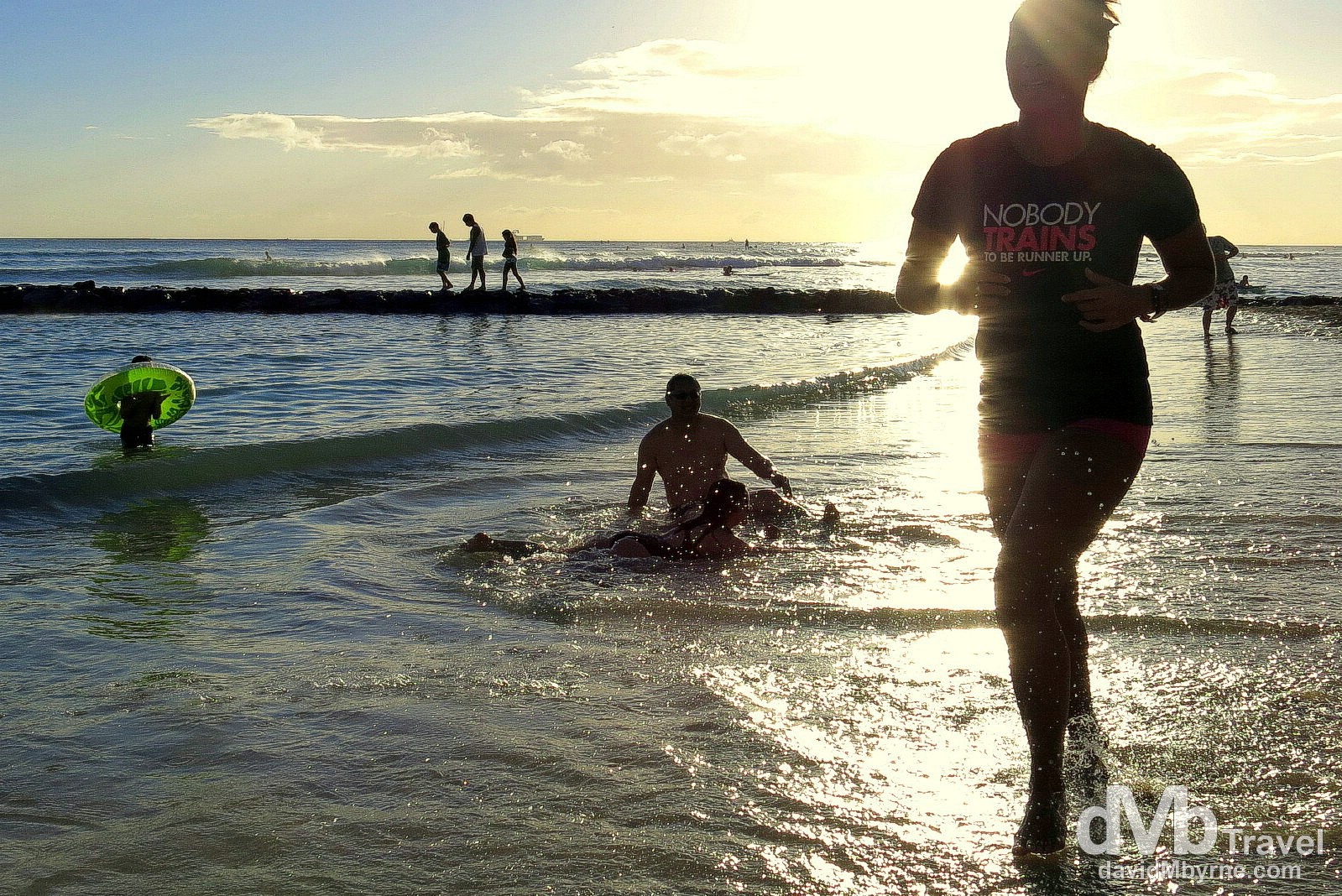 Nobody Trains To Be Runner Up. Late afternoon activity on Waikiki Beach, O'ahu, Hawaii. February 26th 2013.