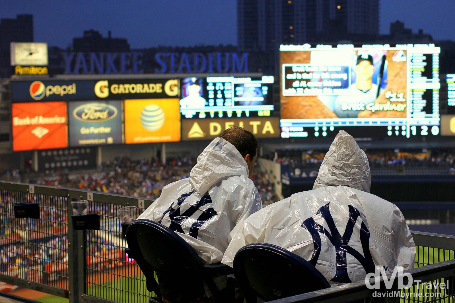 A wet & windswept Yankee Stadium, The Bronx, New York. July 12th 2013. 