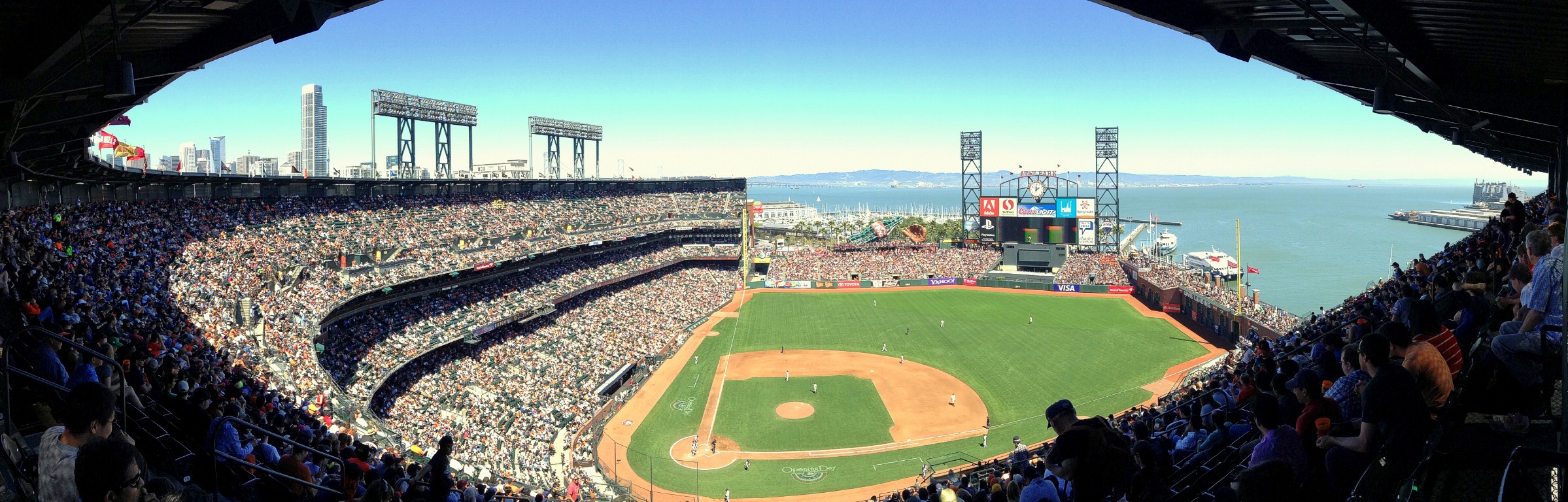 An iPod panorama from the inside of AT&T Park, home of the San Francisco Giants. San Francisco, California, USA. April 10th 2013.