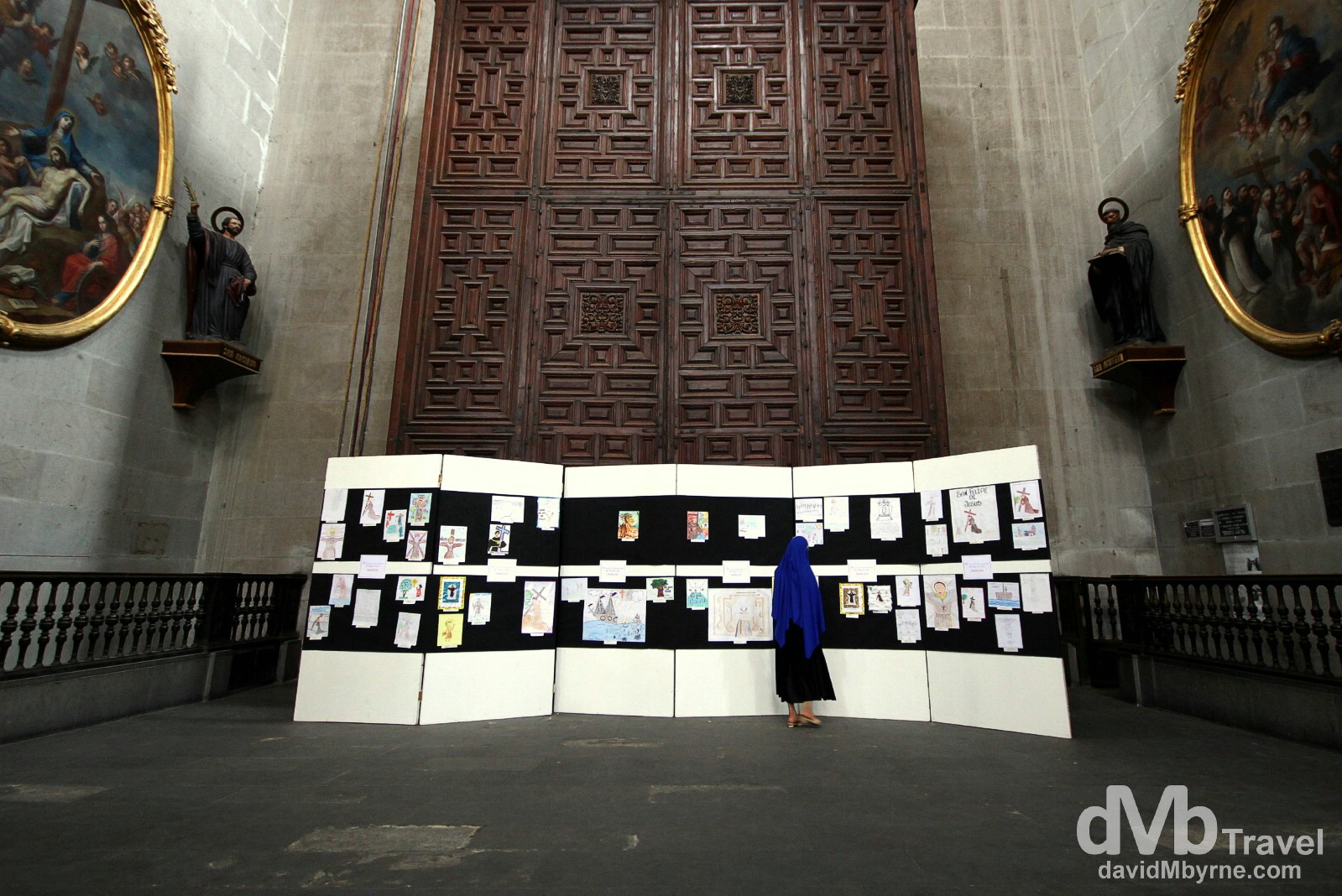 A nun looks at a display in a section of the Catedral Metropolitana, Mexico City. April 26th 2013.