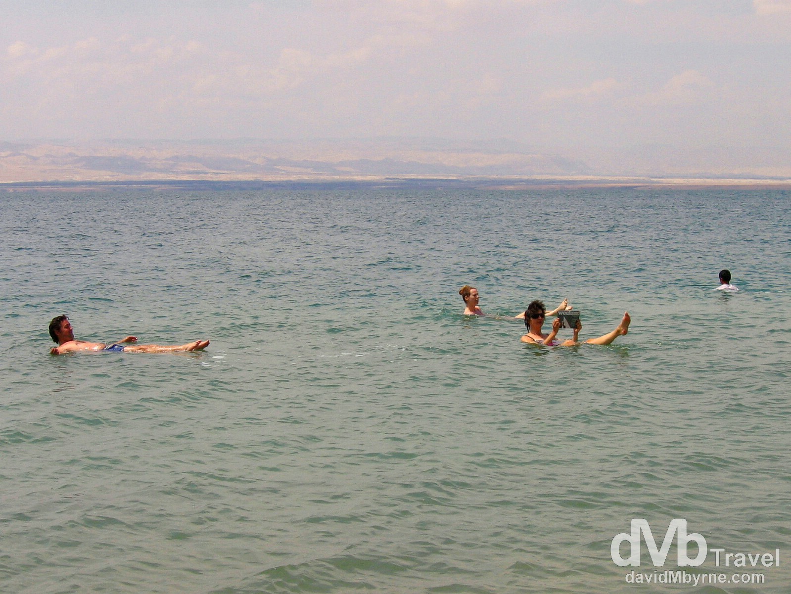 Floating in the Dead Sea, Jordan, the lowest point on earth. April 29th 2008.