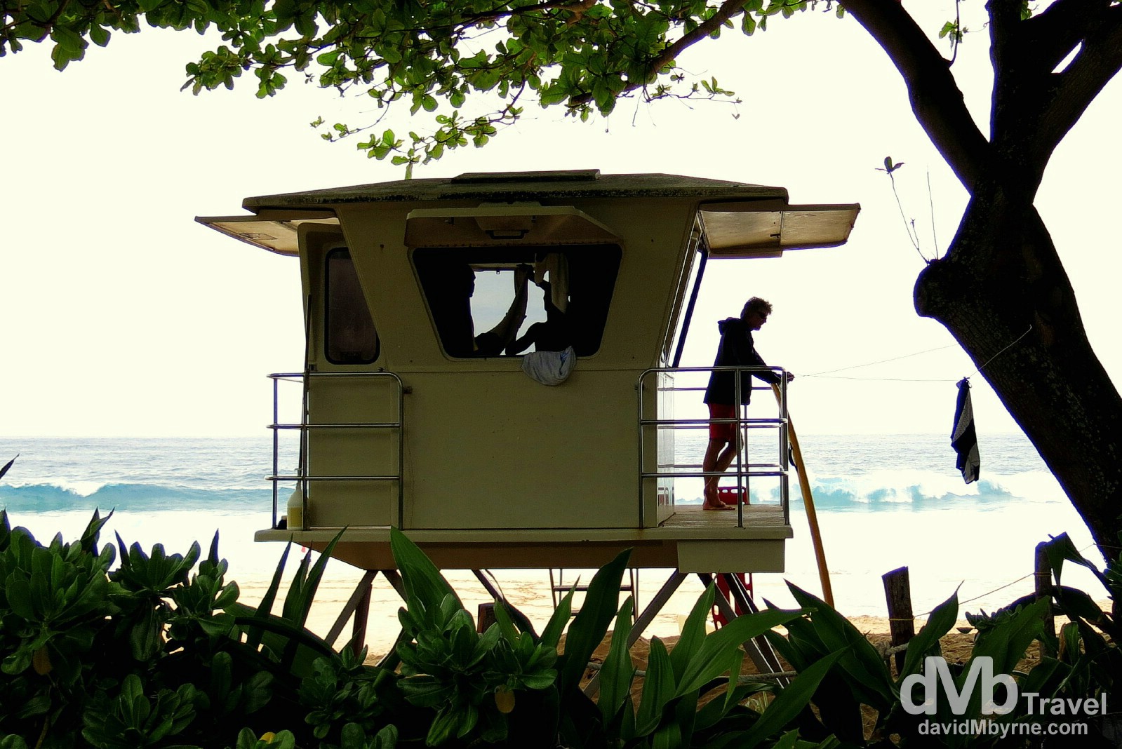A lifeguard hut on the beach at Ehukai Beach Park, Pupukea, North Shore, O'ahu, Hawai’i. March 10th 2013.