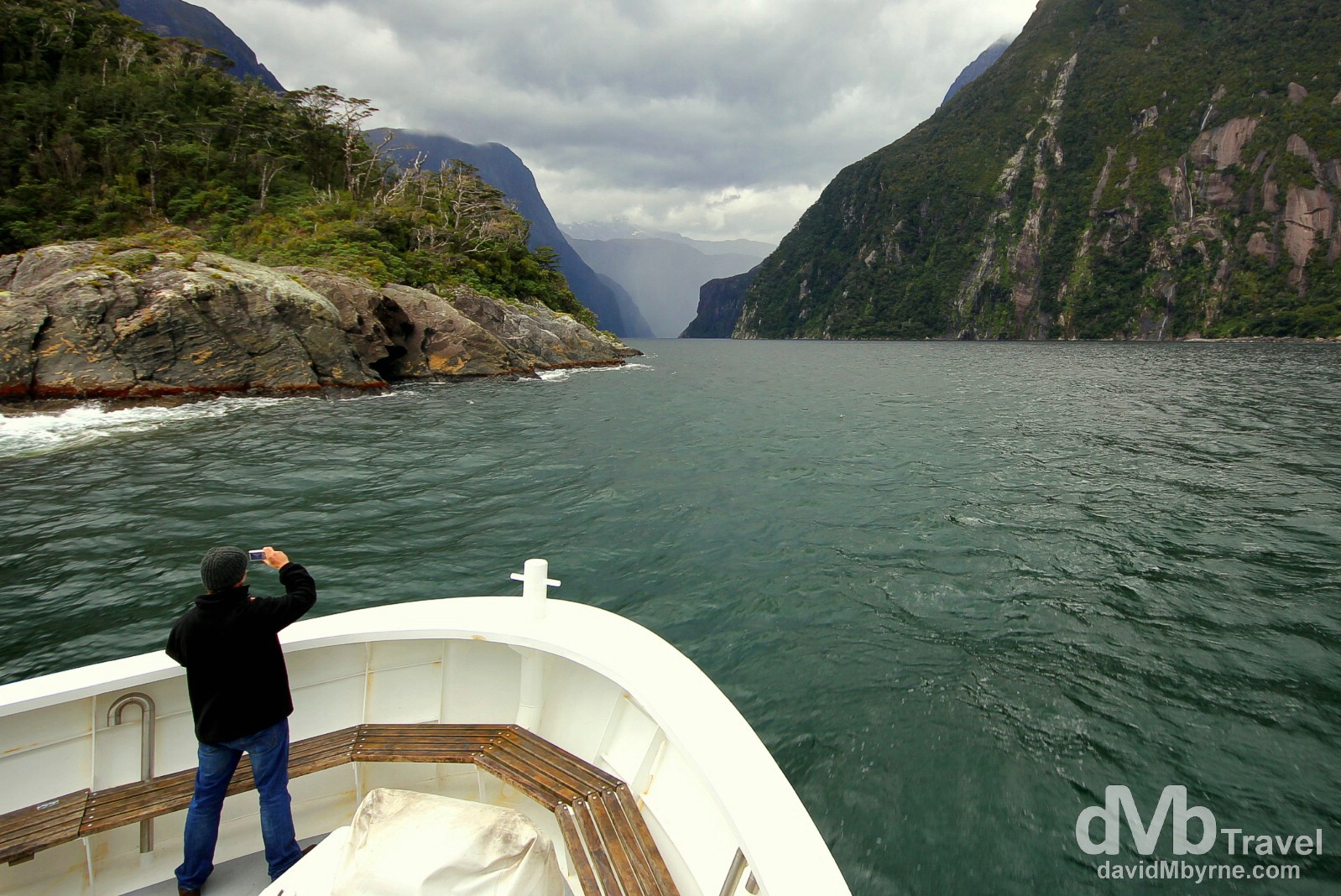 Entering Milford Sound, South Island, New Zealand. May 26th 2012.