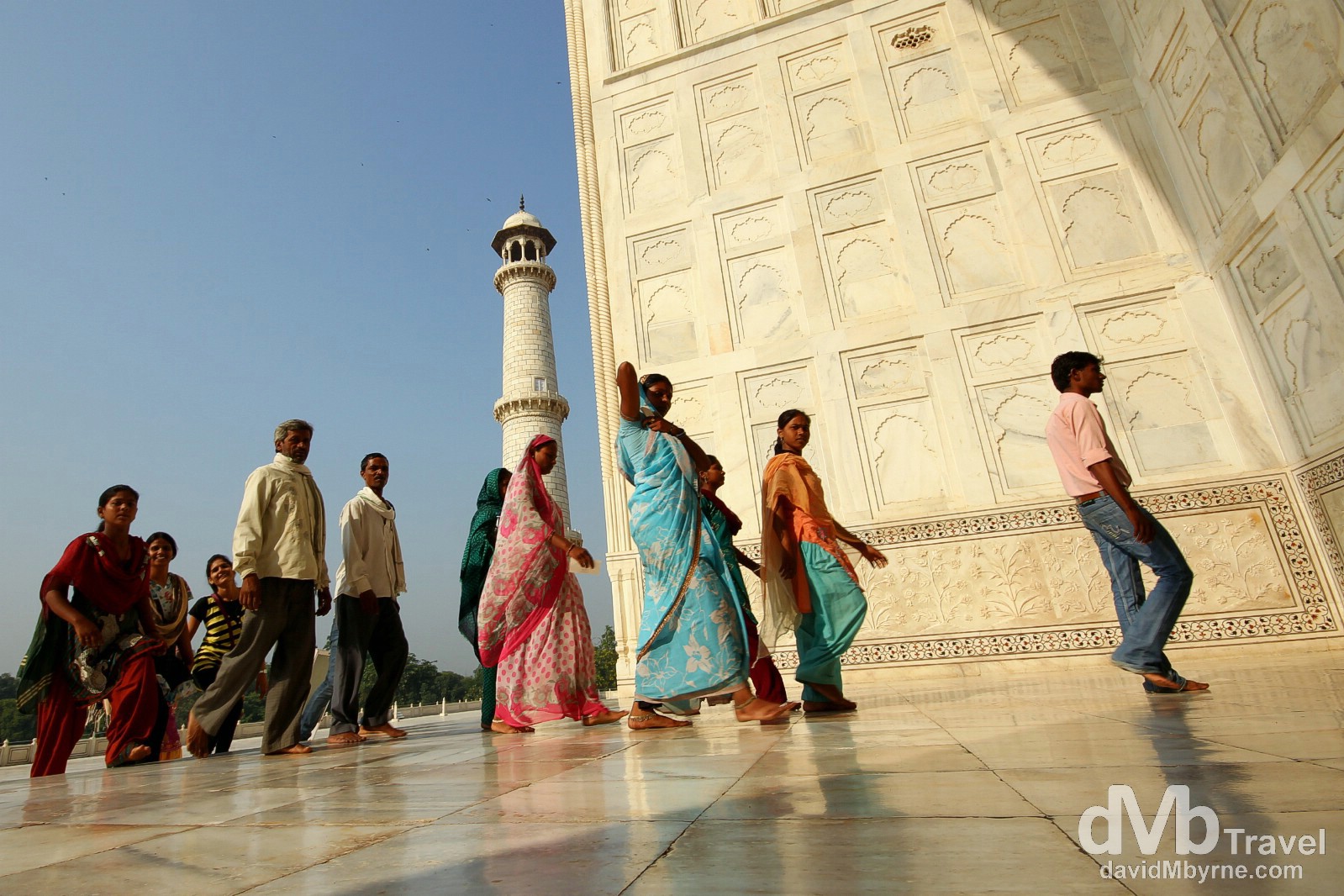 An Indian family entering the central burial chamber of the Taj Mahal in Agra, Uttar Pradesh, India. October 11th 2012.