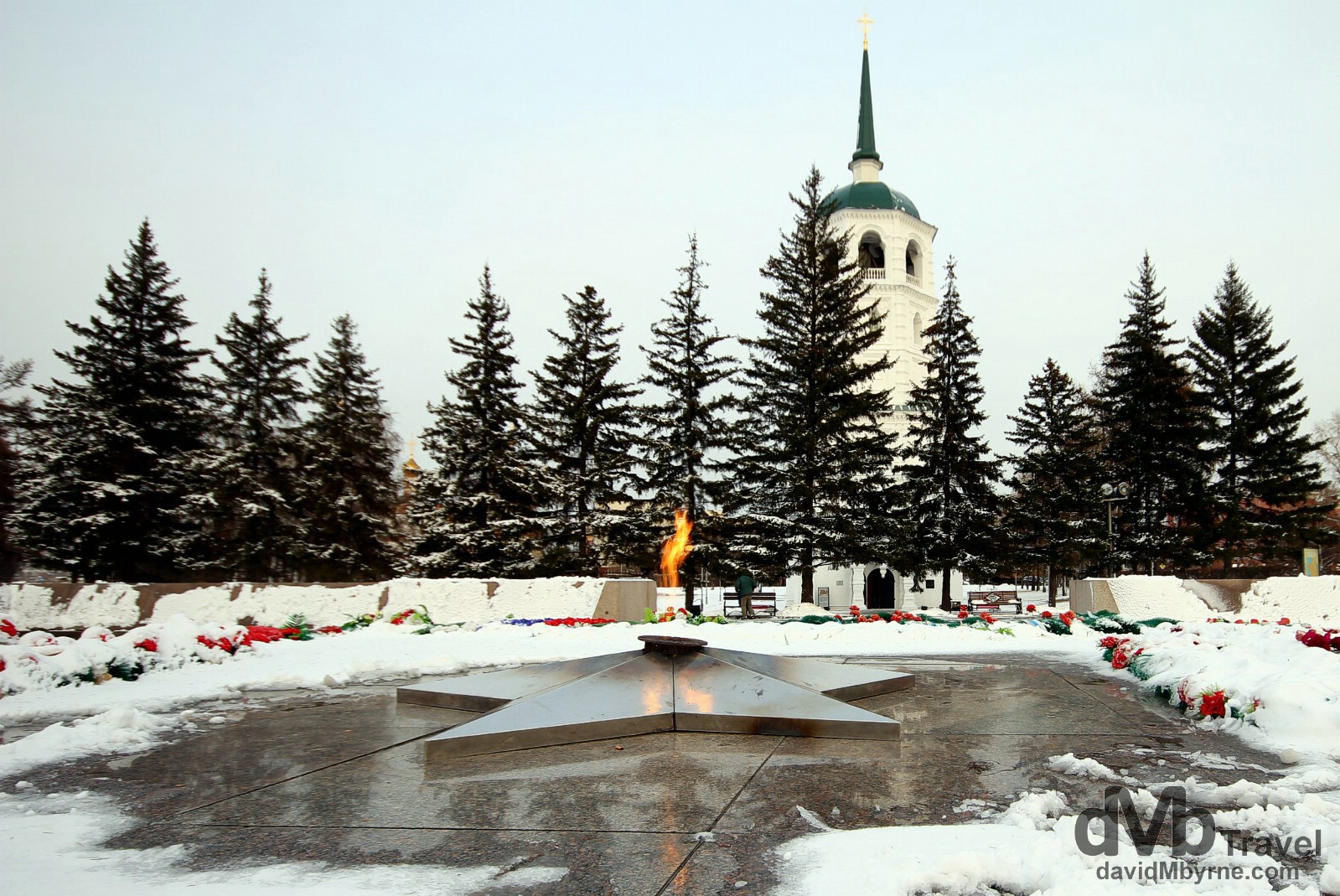The eternal flame of the memorial complex dedicated to the memory of the Siberian soldiers who fell in battle against the Nazis in World War II. Irkutsk, Russia. November 6th 2012.