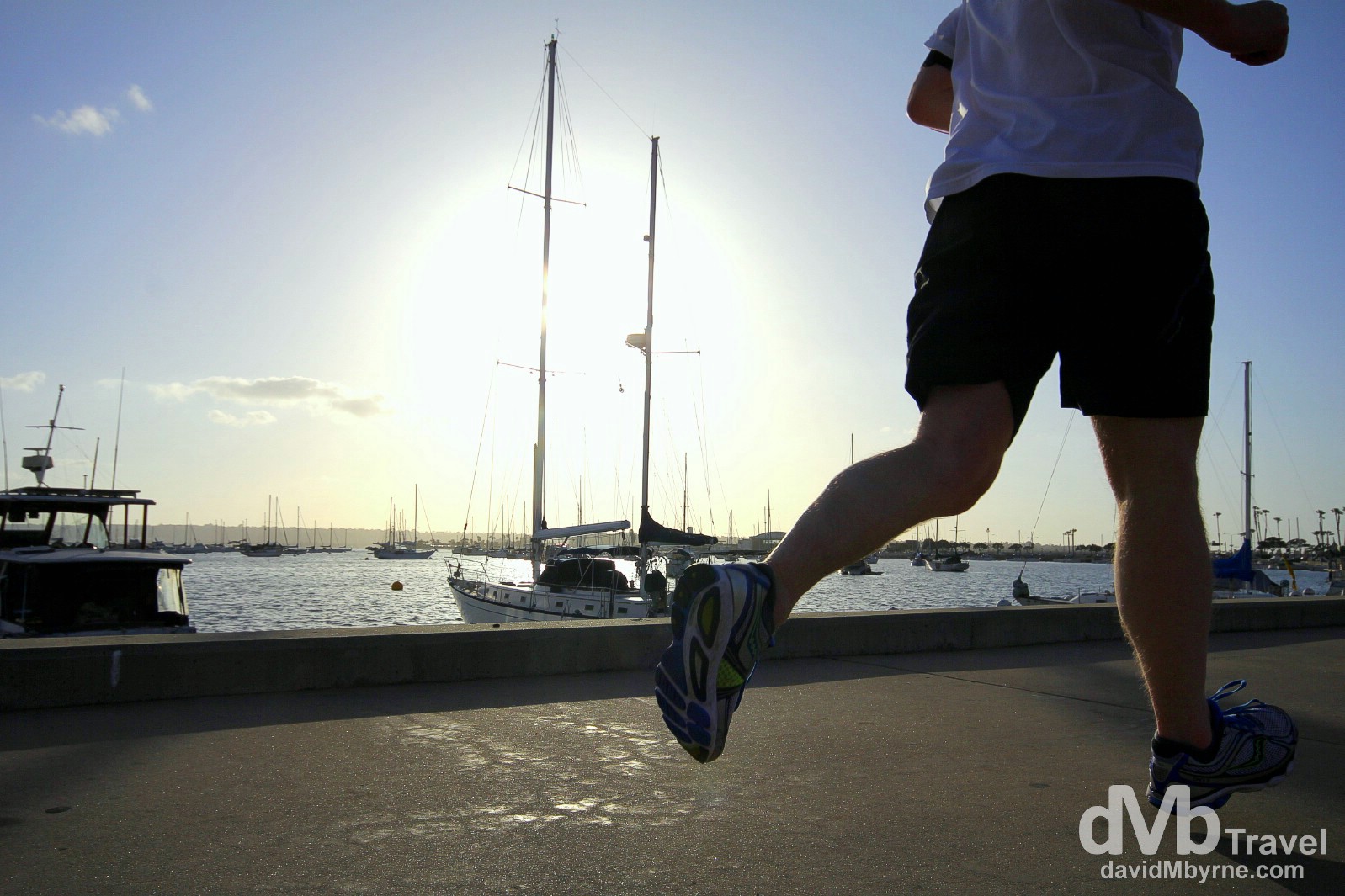Running on Harbor Drive in San Diego, California, USA. April 16th 2013.