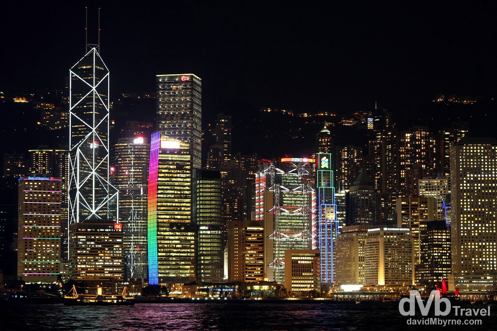 The Hong Kong Money Shot #1: The neon skyline of Central Hong Kong as seen from across Victoria Harbour in Kowloon. Hong Kong, China. October 17th 2012.