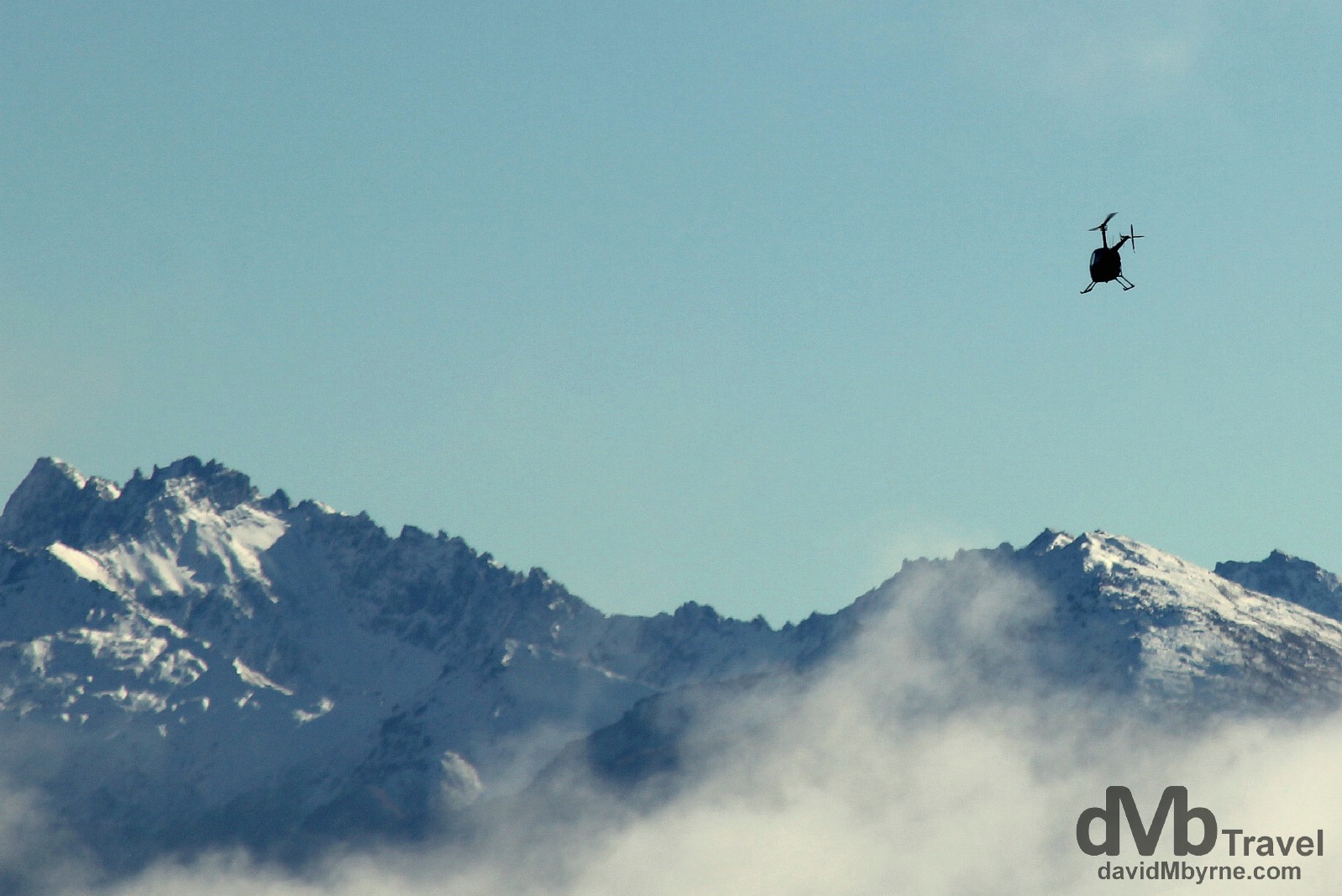 A helicopter leaving Wanaka airport, South Island, New Zealand. May 22nd 2012.