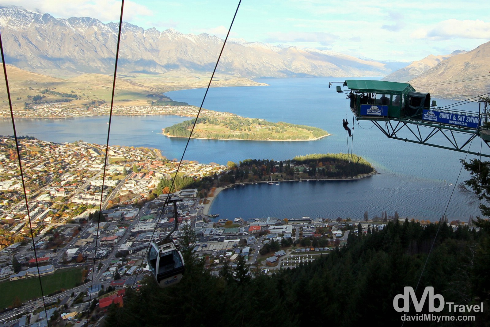 The Ledge Bungy as seen from The Skyline overlooking Queenstown, South Island, New Zealand. May 23rd 2012.