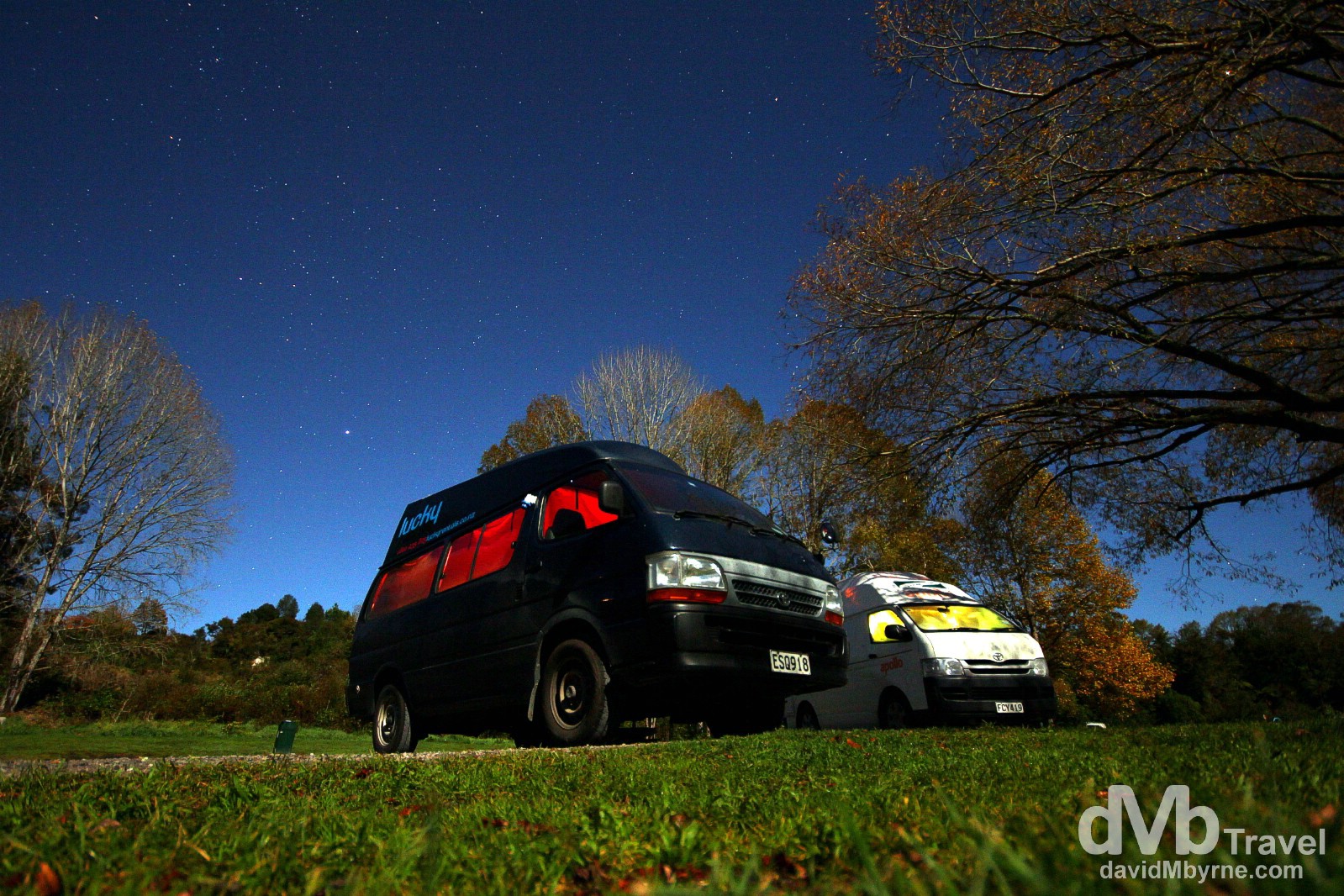 Home. My camper van by the Waikato River, Taupo, North Island, New Zealand. May 6th 2012.
