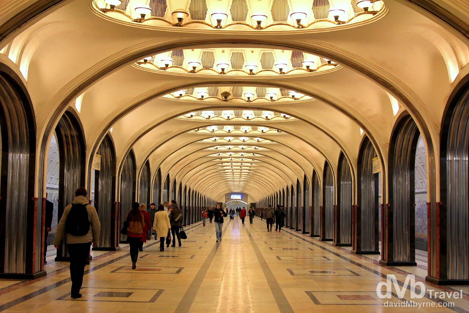 Mayakovskaya metro station on the Zamoskvoretskaya line of the Moscow Metro, Moscow, Russia. November 19th 2012.