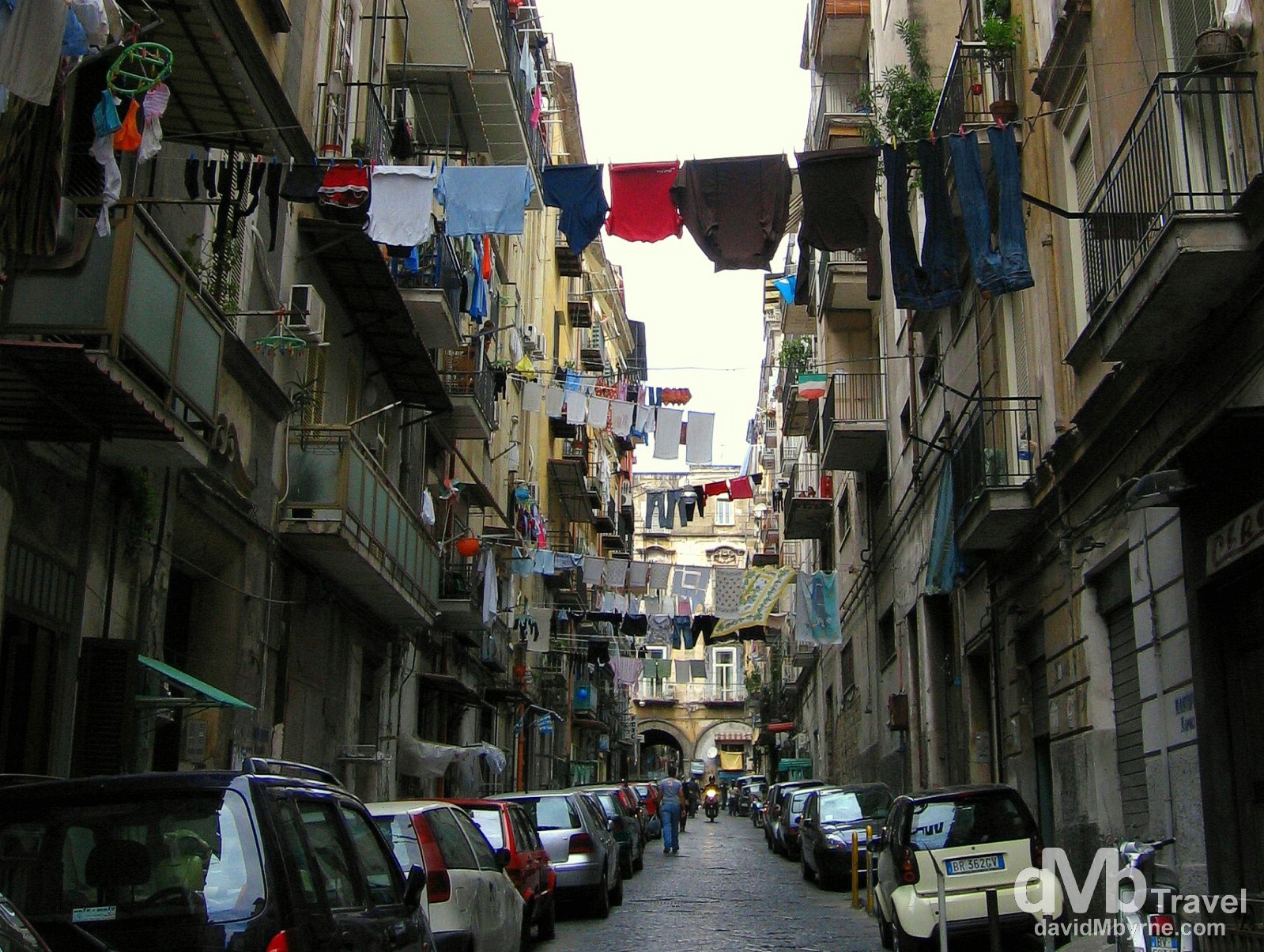 Laundry out to dry in residential lanes in Naples, Italy. September 6th 2007