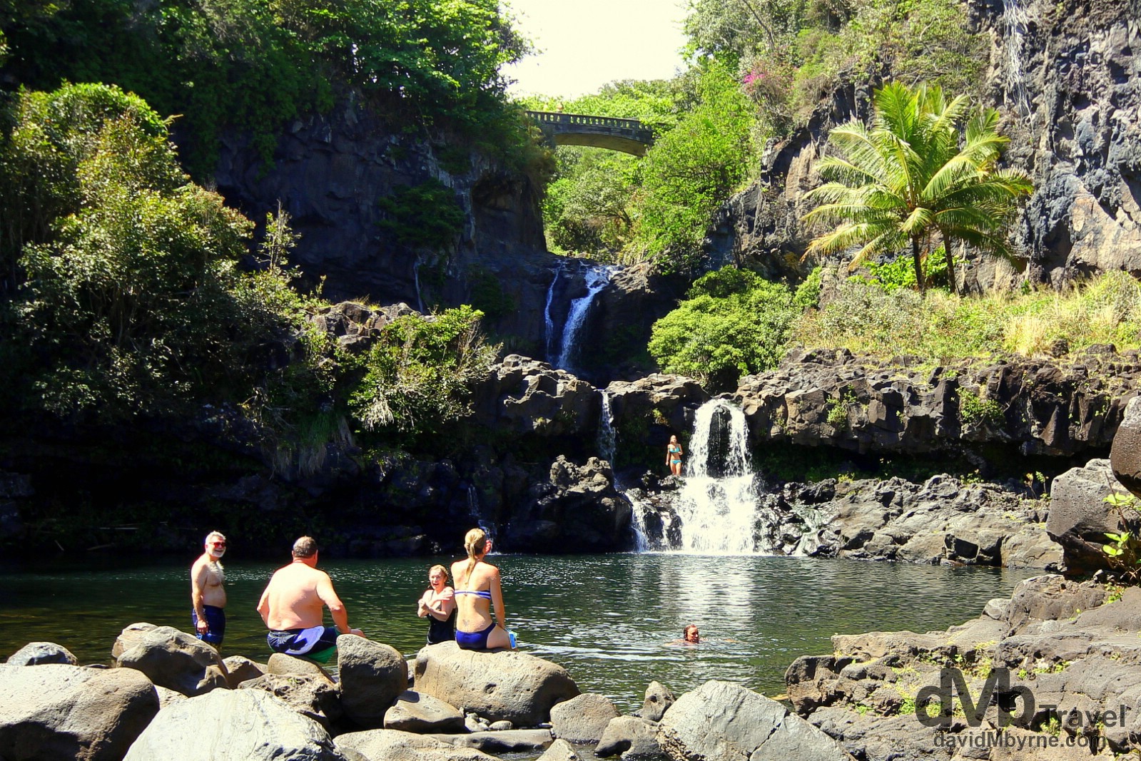 Swimming in the watering holes at Oheo Gulch in Haleakala National Park, near Kuloa Point, Maui, one of the more refreshing stops on Valley Isle Excursion's 'Road To Hana' tour. Maui, Hawaii, USA. March 7th 2103.