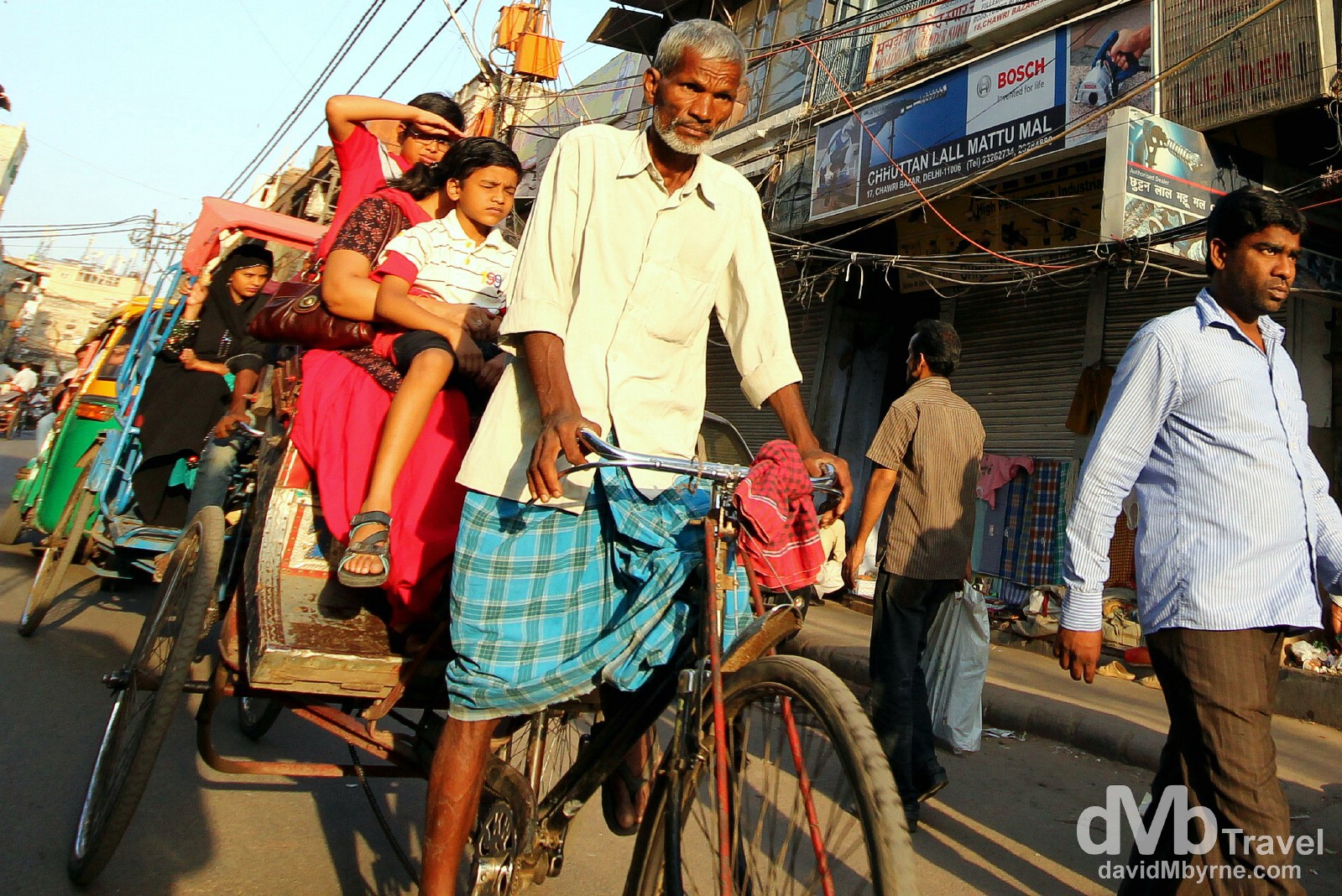 A cyclo (cycle rickshaw) on the streets of Old Delhi, Delhi, India. October 7th 2012. 