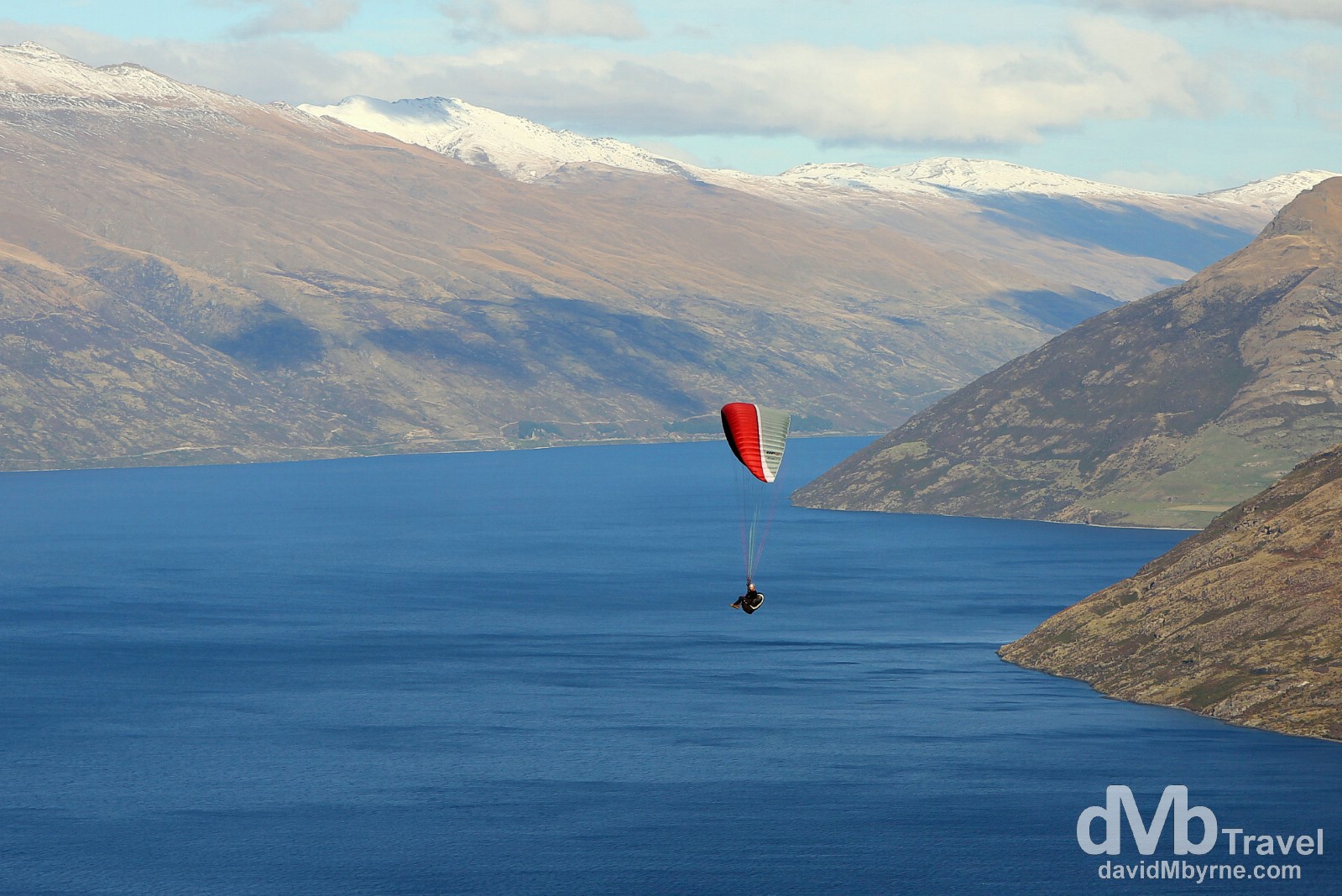 Paragliding over Lake Wakatipu, Queenstown, South Island, New Zealand. May 23rd 2012.