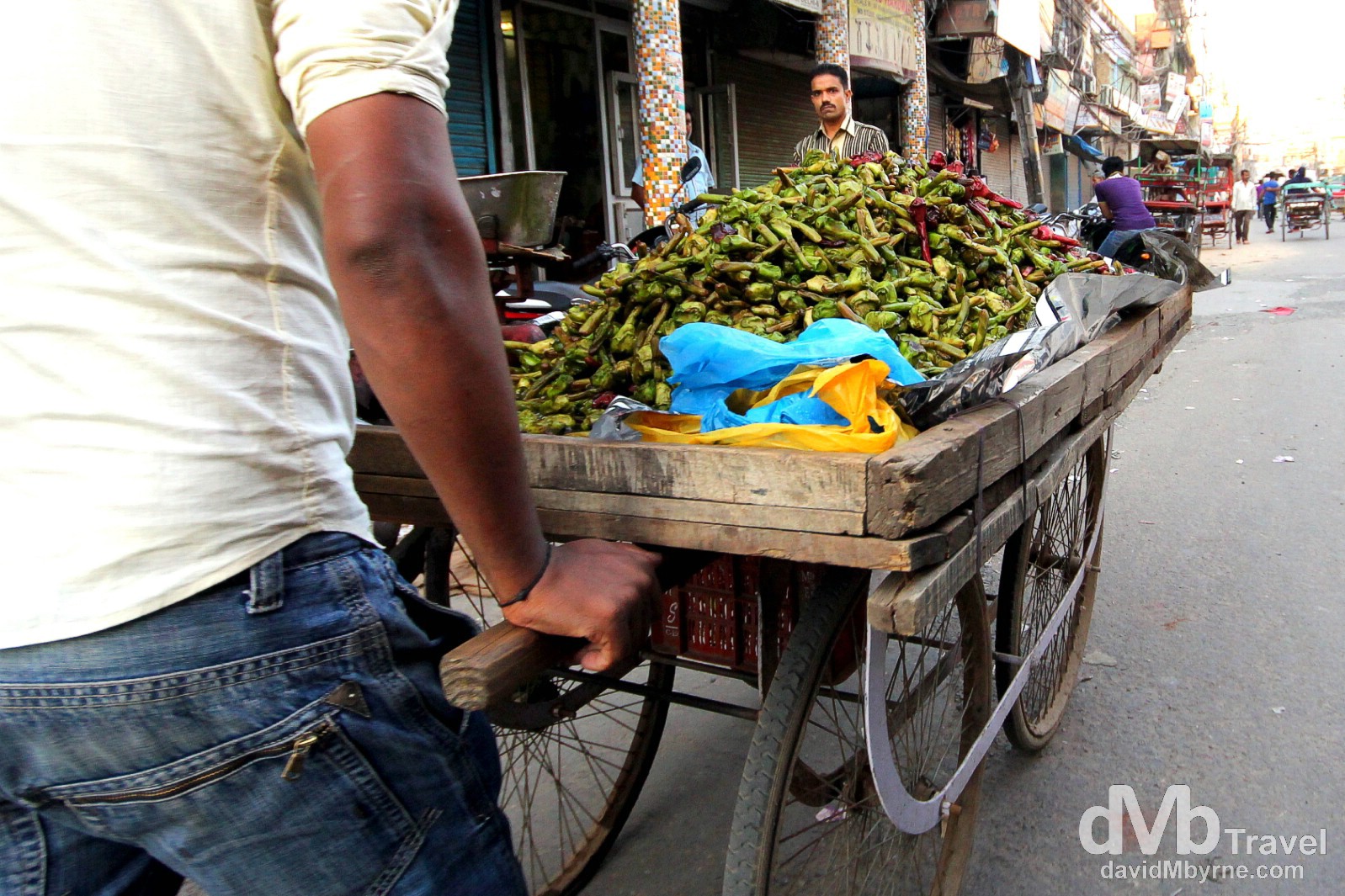 A produce cart on the streets of Old Delhi, Delhi, India. October 7th 2012. 