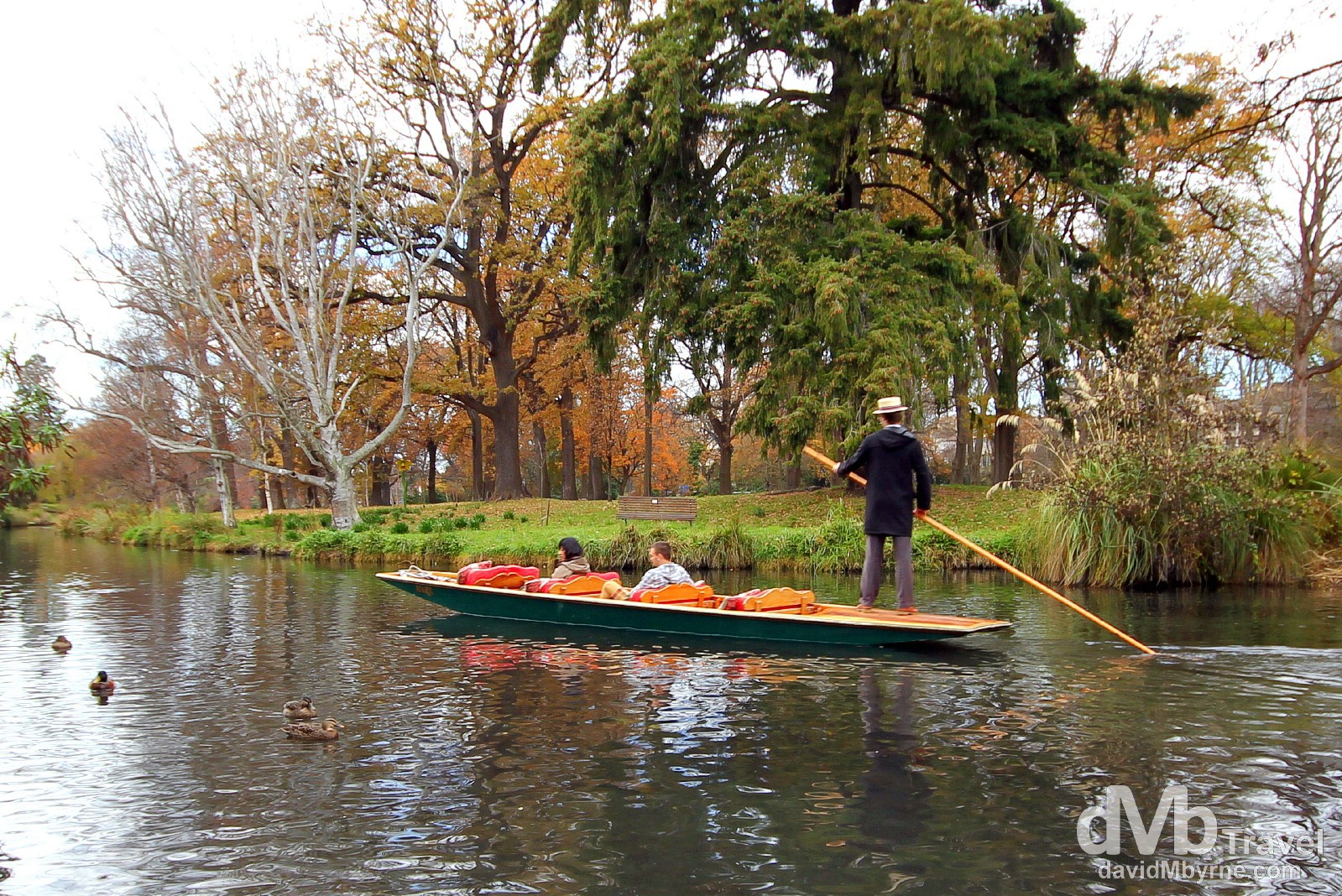 Punting on the Avon River in the Botanic Gardens, Christchurch, South Island, New Zealand. June 3rd 2012.