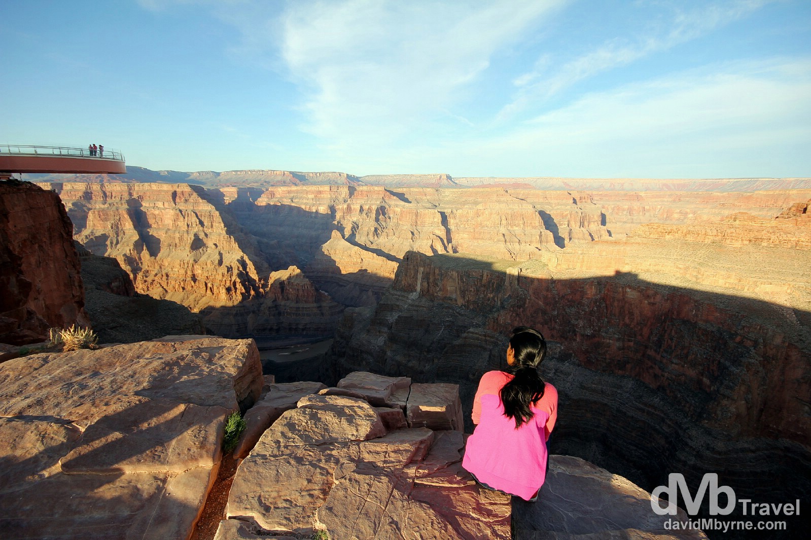 Sitting by the edge of The Grand Canyon at Eagle Point, The Grand Canyon West, Arizona, USA. April 6th 2013. 
