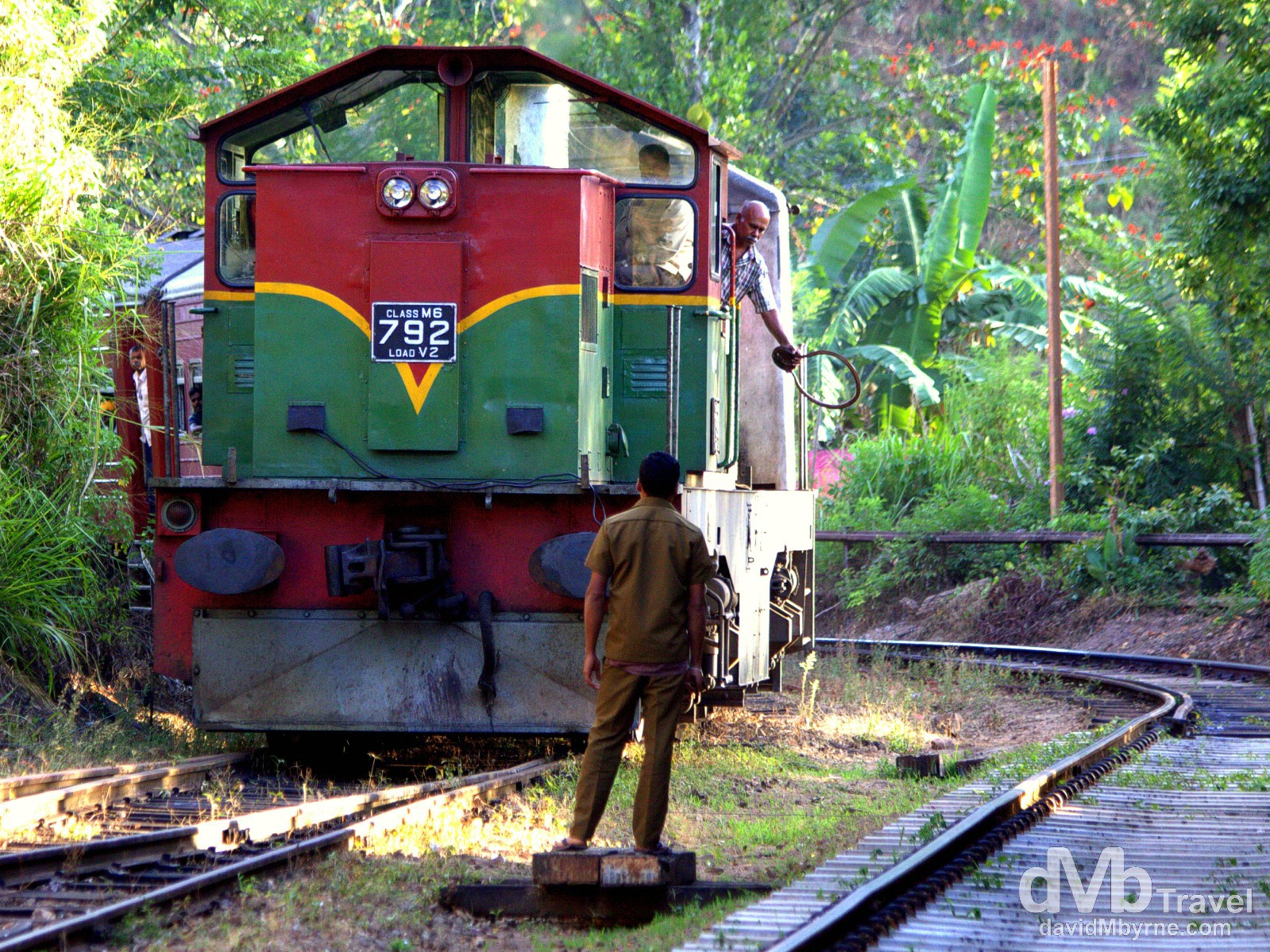 The Colombo-bound train entering Ella train station central Sri Lanka. September 5th 2012.