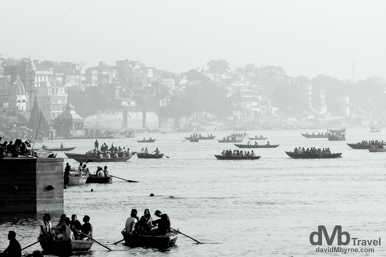 Boats on the Ganges River in Varanasi, Uttar Pradesh, India. October 14th 2012.