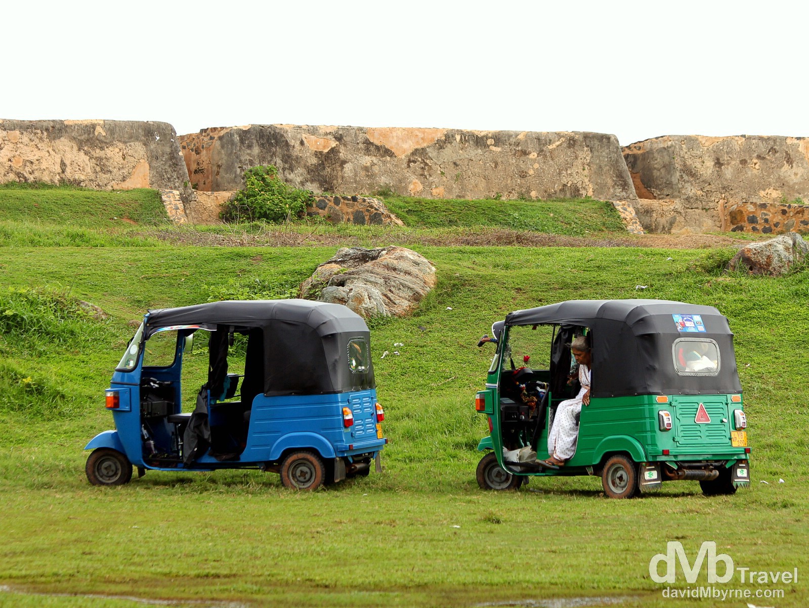Tuk tuks in the grounds of Galle Fort, Galle, southern Sri Lanka. September 2nd 2012.