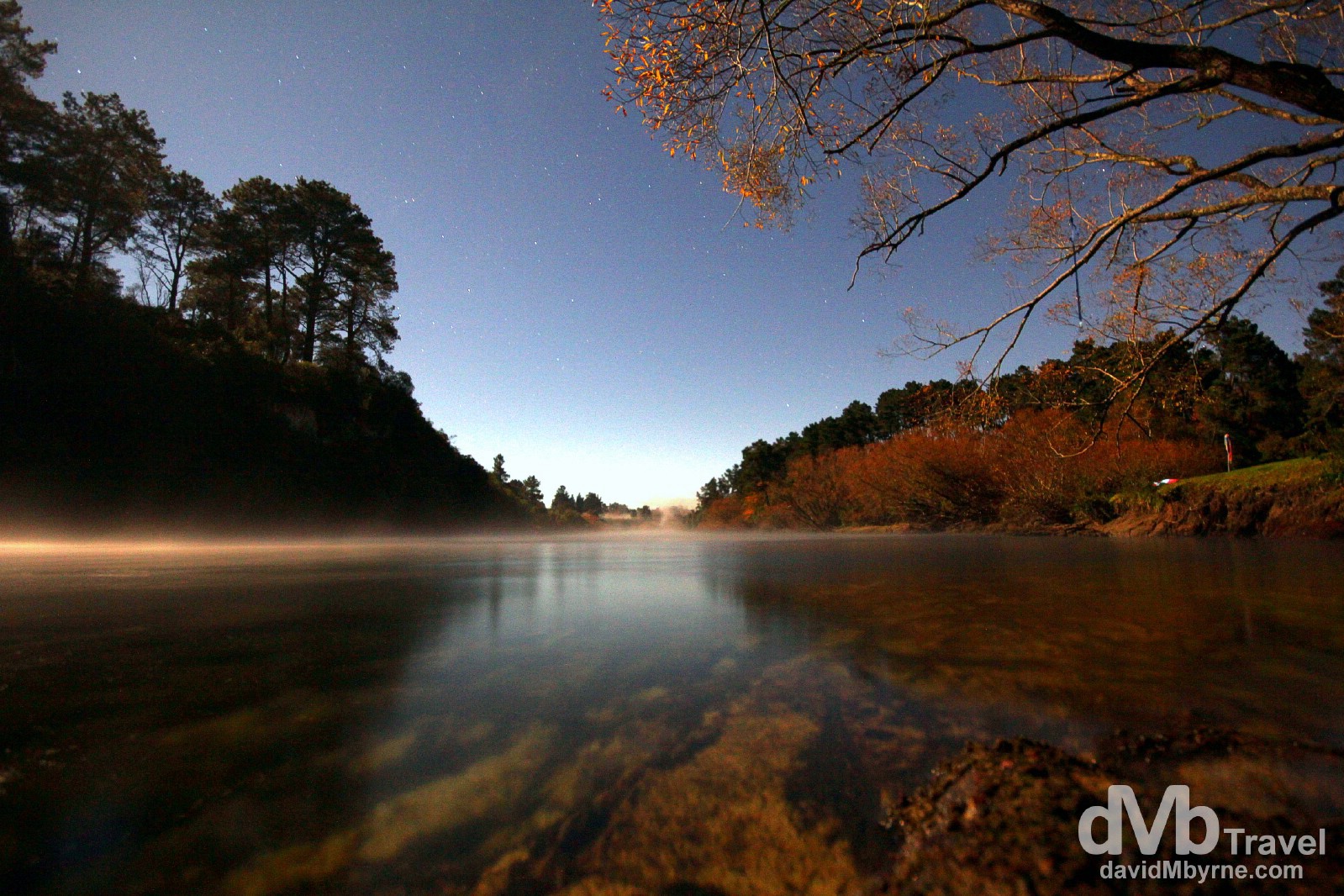 An extended exposure picture of the Waikato River, Taupo, North Island, New Zealand. May 6th 2012.