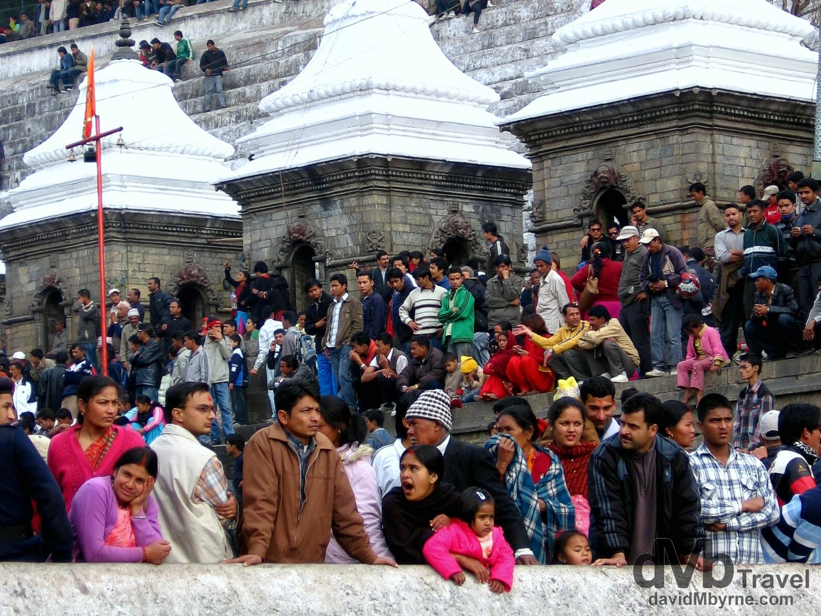 Crowds in the grounds of Pashupatinath celebrating the birthday of the revered Hindu God Shiva. Kathmandu, Nepal. March 6th 2008