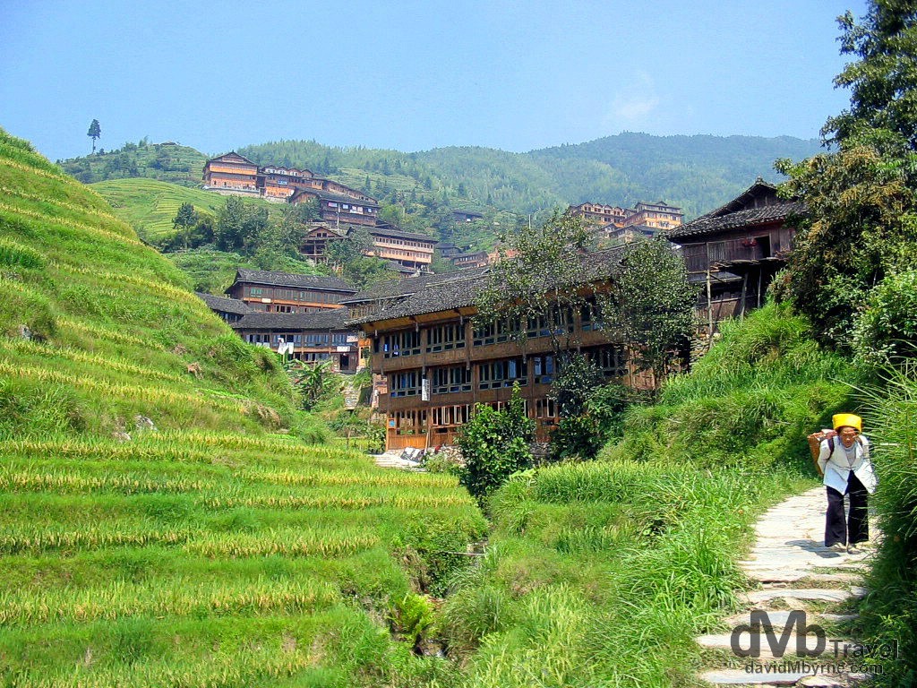 The approach to Ping An Zhuang minority village, Longji Mountains, Guangxi Province, Southern China. September 15th, 2004.
