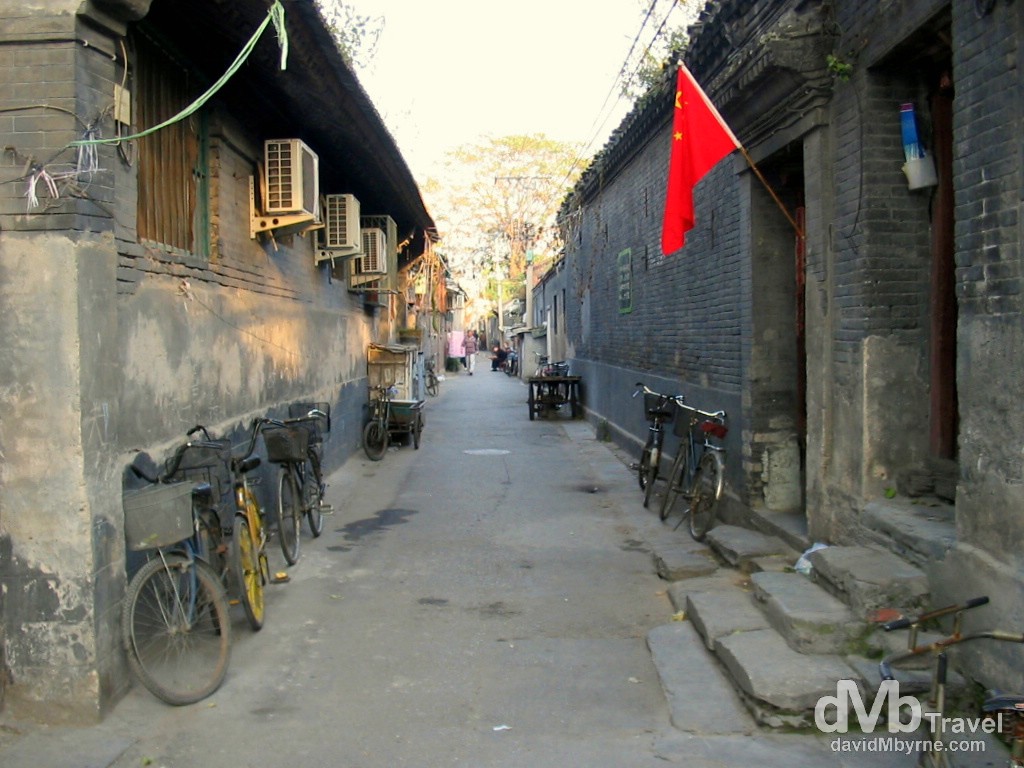 One of the remaining Hutongs, narrow residential alleyways, in the Qianmen district of Beijing. China. October 3rd, 2004