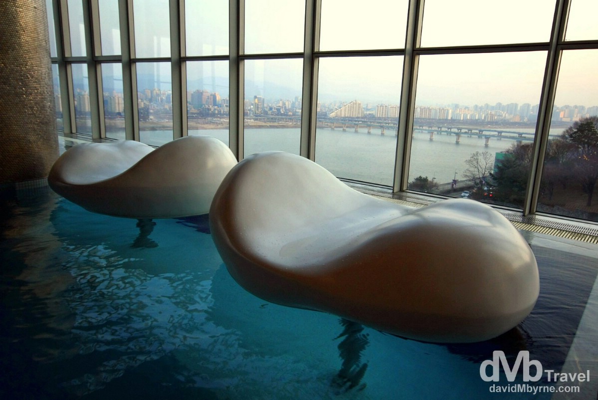 Pods in WET, the indoor pool of the W Hotel, Walkerhill, Seoul.