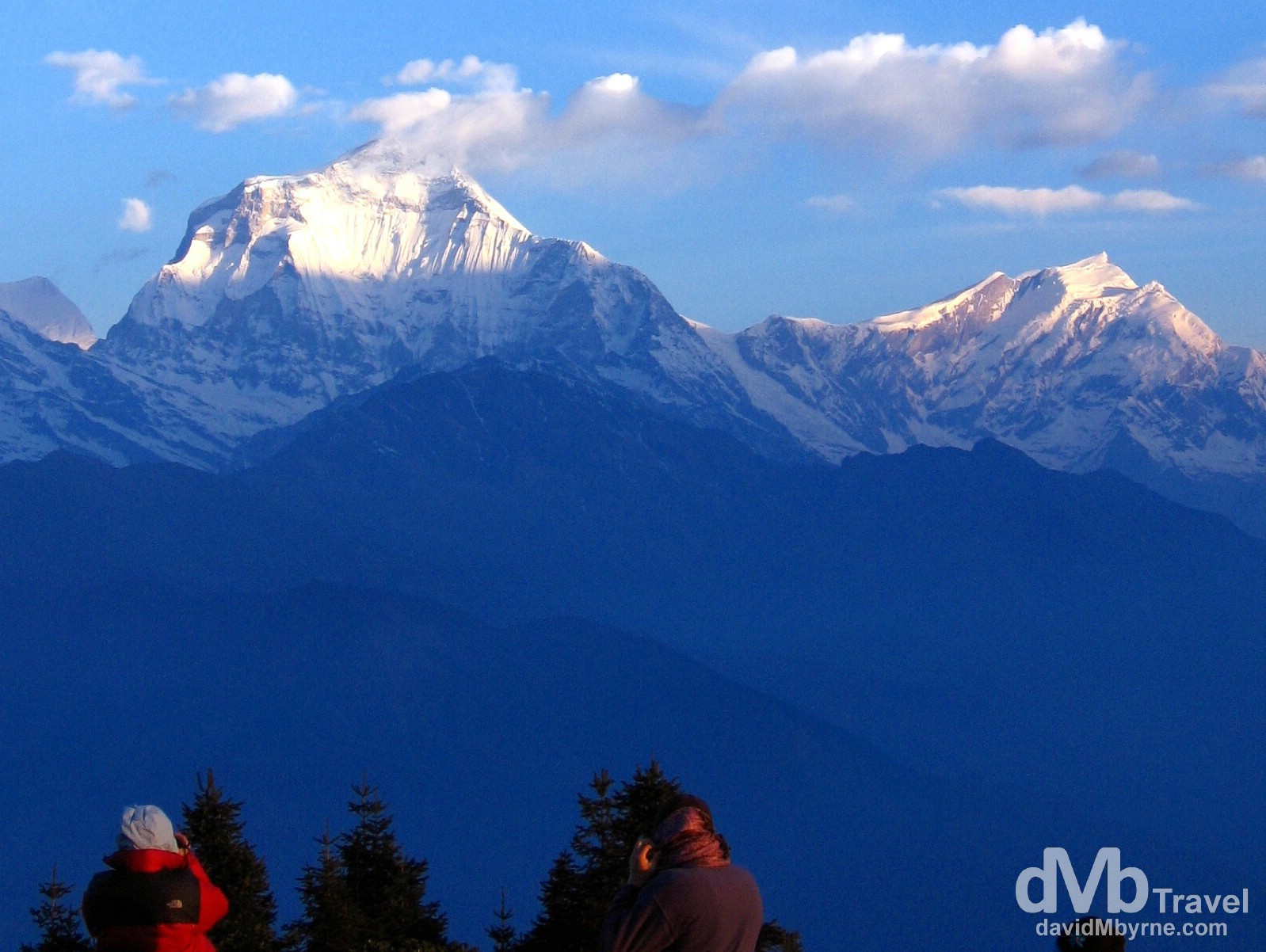 Early sunrise creeps up the face of Dhaulagiri (8,167 metres / 27,000 ft) as seen from Poon Hill, Annapurna Conservation Area, western Nepal. March 12th, 2008.