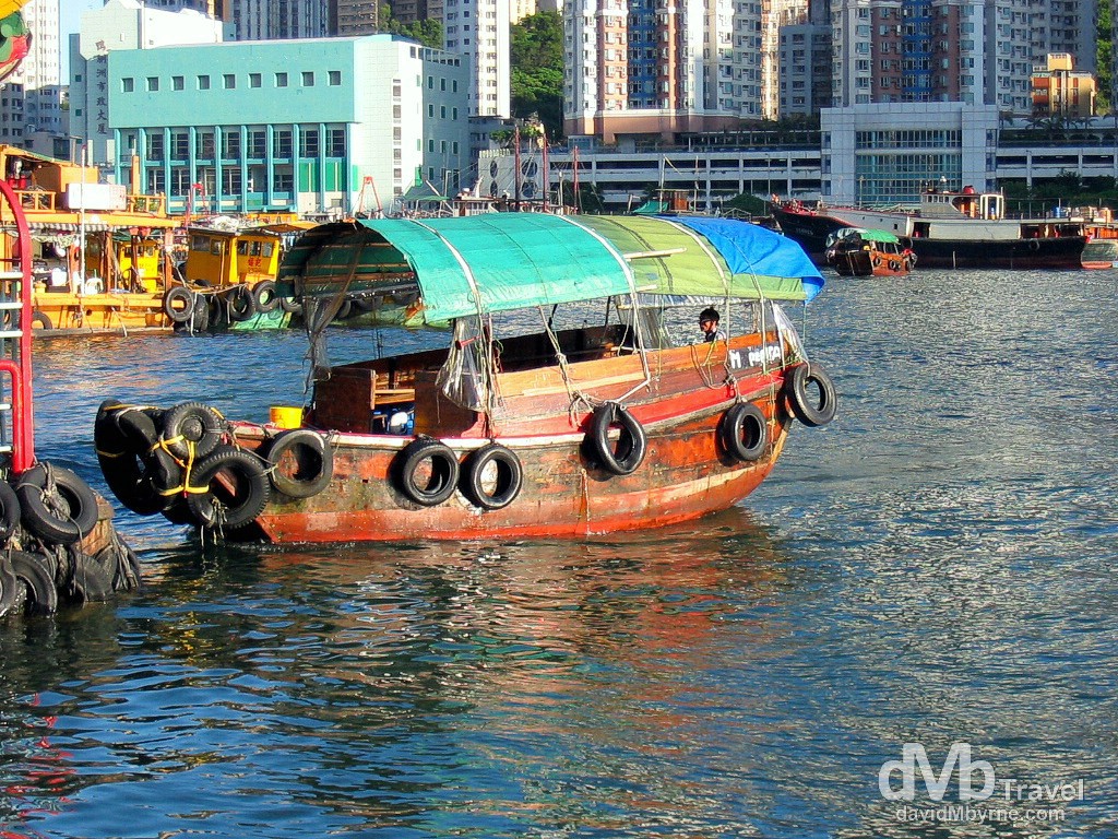 A traditional Sampan, a remnant of Hong Kong's past, in Aberdeen Harbour, Hong Kong Island, China. September 4th, 2004.