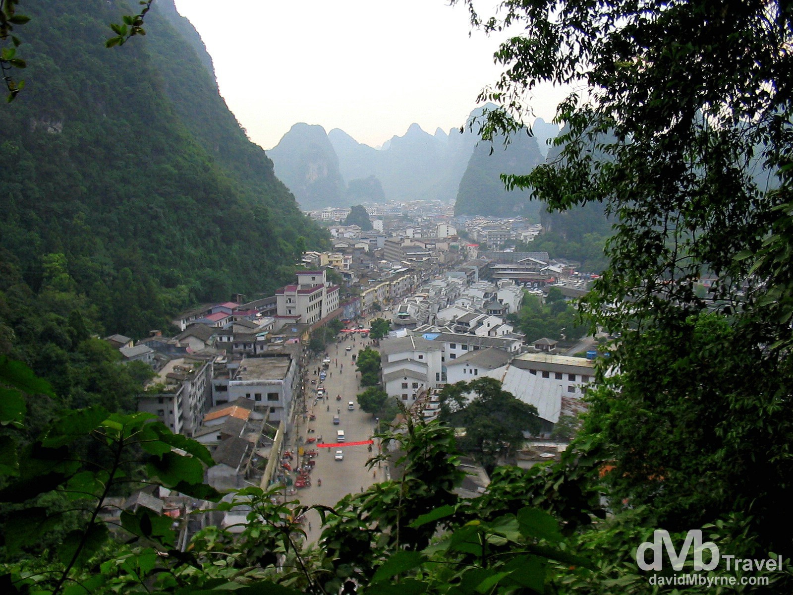 A view from the slopes of Bi Lian (Green Lotus) Hill of Yangshou, Guangxi Province, Southern China. September 10th, 2004.  