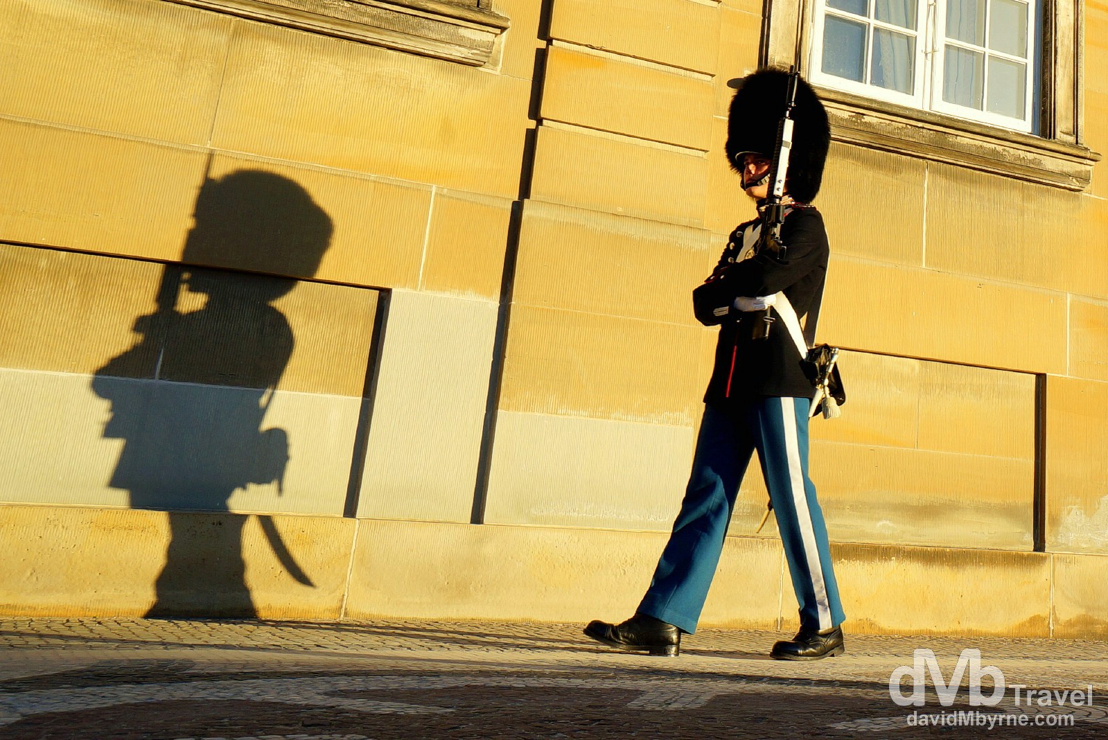 A guard outside Amalienborg, the winter residence of the Danish Royal family, in Copenhagen, Denmark. March 12th, 2014 (Nex-5r || SEL 18-55mm || 18mm, 1/160sec, f/8.0, iso100)
