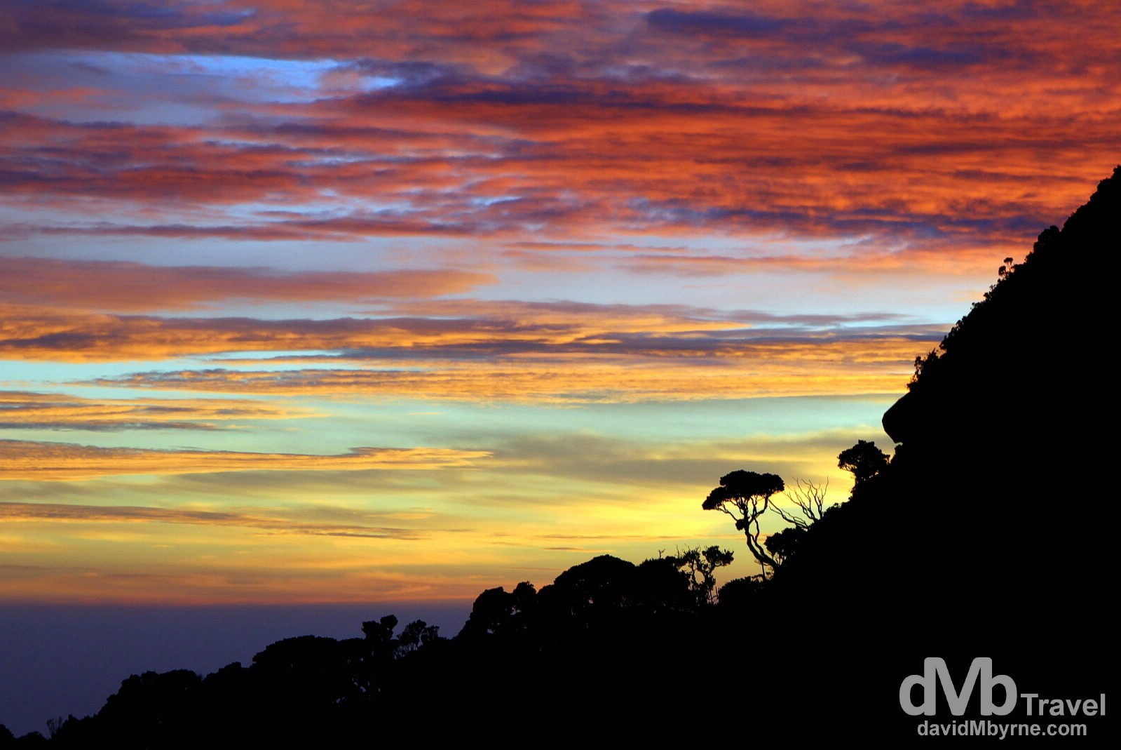 Sunset from the village of Laban Rata high on the slopes of Mount Kinabalu, Sabah, Malaysian Borneo. June 22nd 2012.