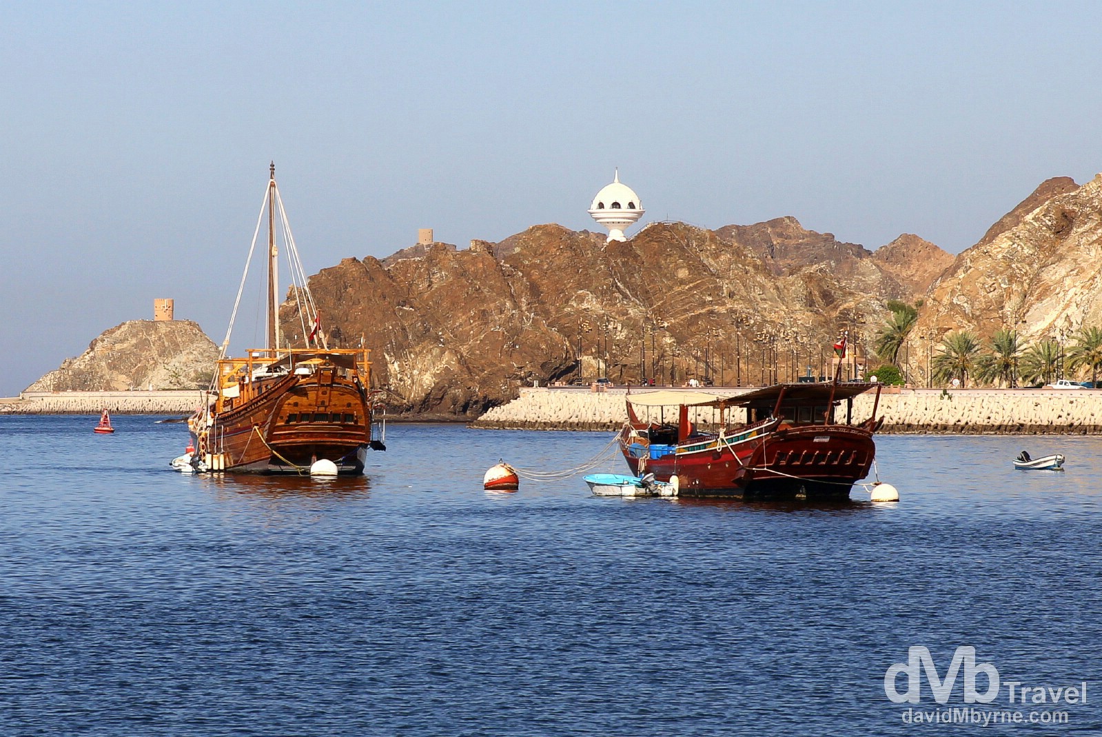 Traditional dhows in Mutrah Port, Muscat’s main port area. Muscat, Oman. April 26th, 2014.