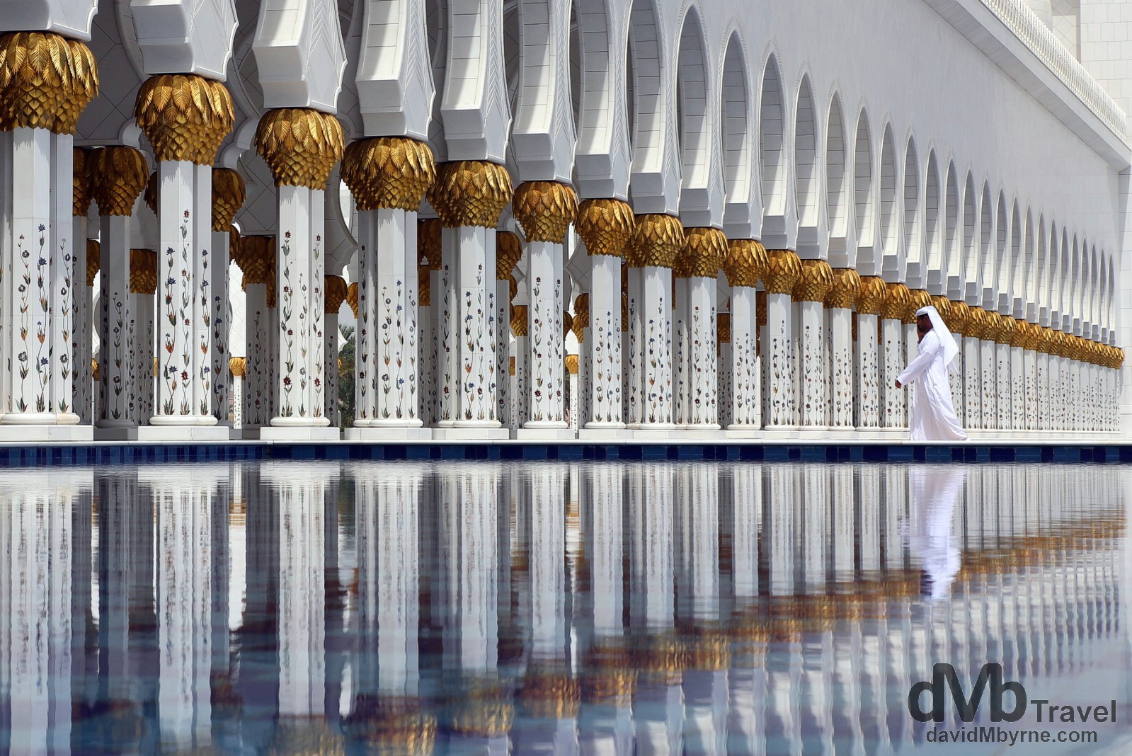 Reflections and repetition. Sheikh Zayed Grand Mosque, Abu Dhabi, UAE. April 23rd, 2014.