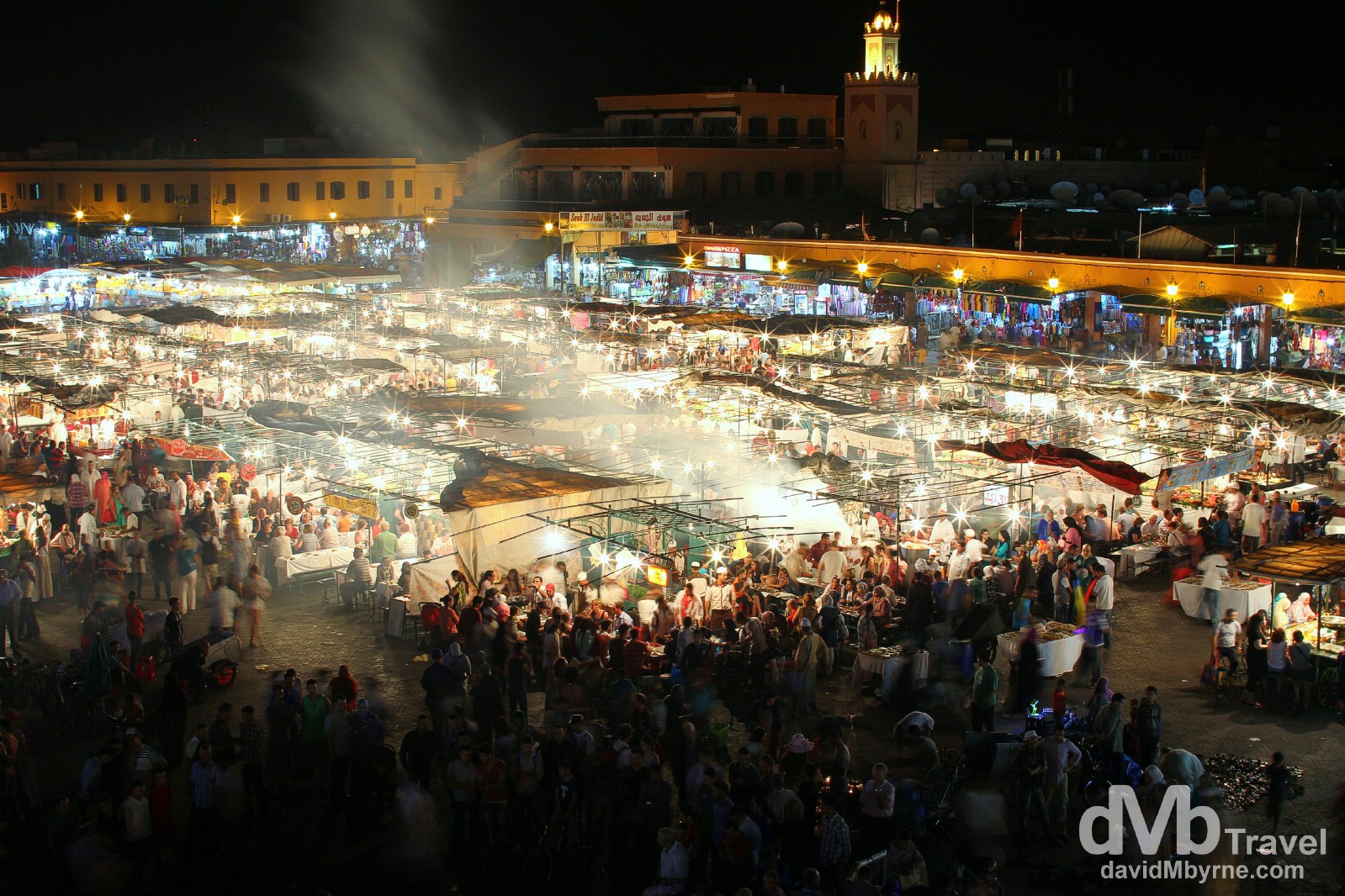 The food stalls erected nightly in the centre of the Djemma El-Fna, Marrakesh, Morocco. May 11th, 2014.