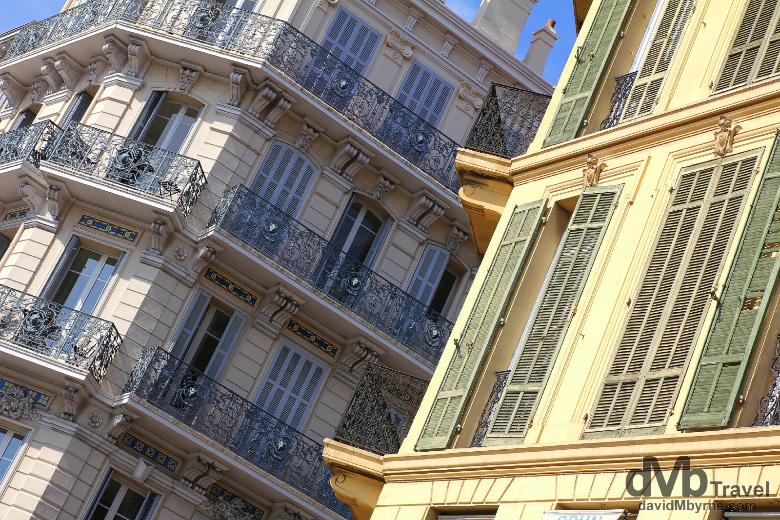 Buildings on Rue Felix Faure in Cannes, Côte d'Azur, France. March 15th, 2014.