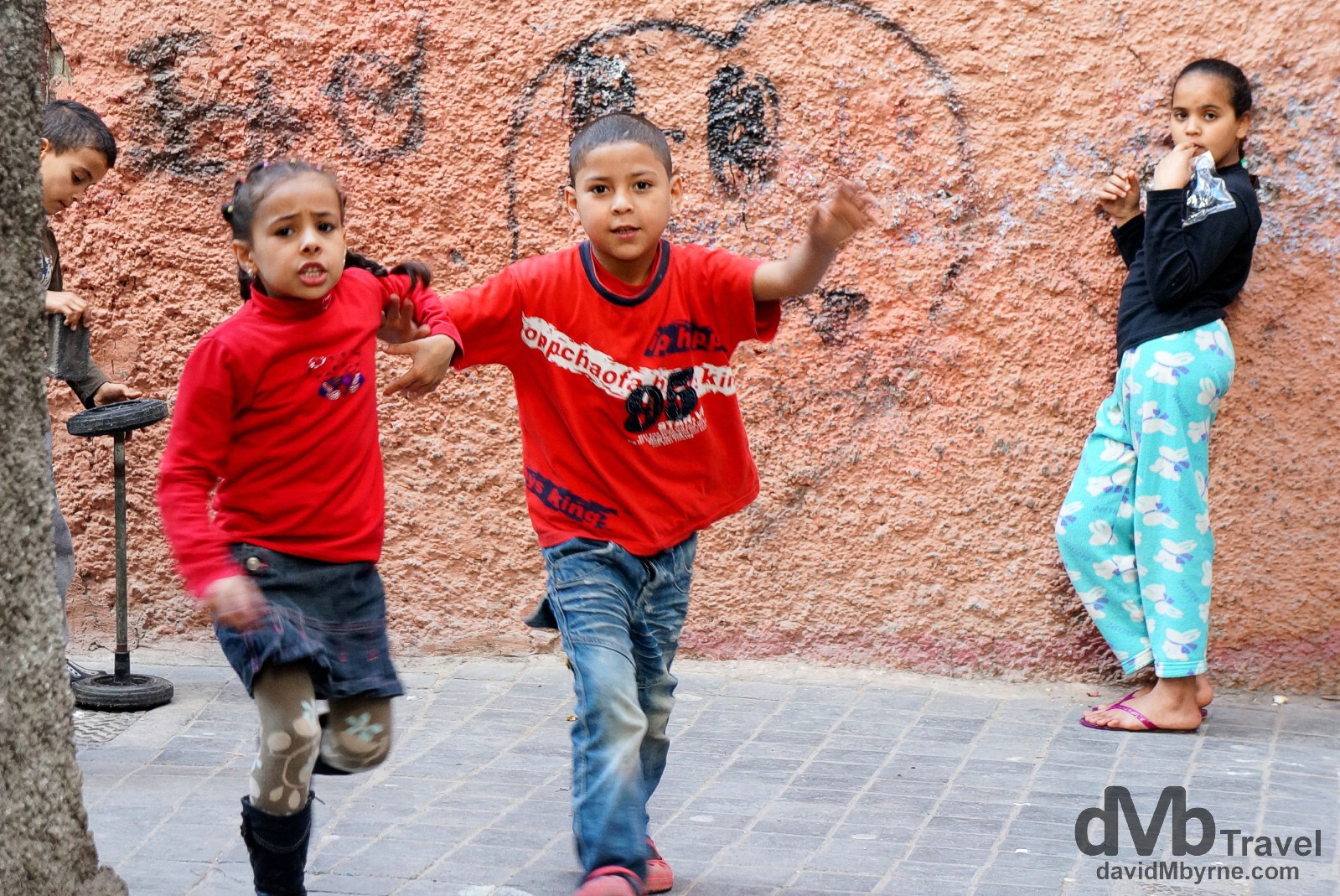 Kids in the lanes of the Ancienne Medina, Casablanca, Morocco. April 28th, 2014.