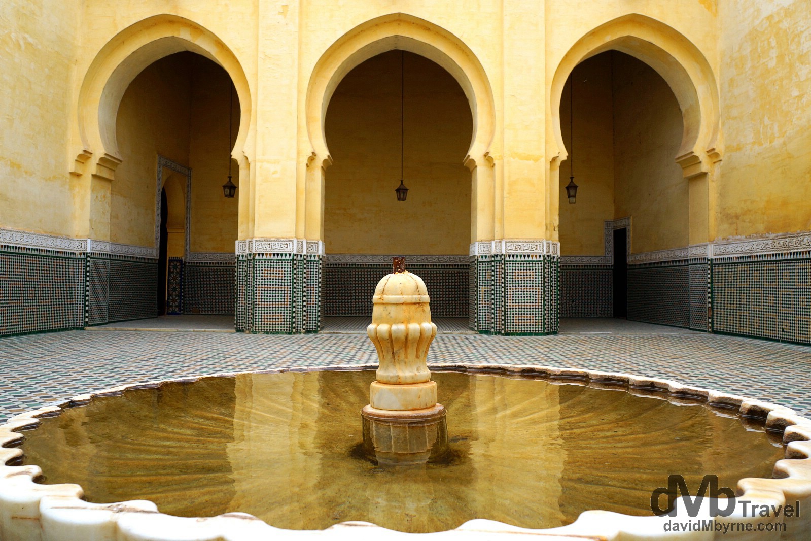 A courtyard of the Moulay Ismail Mausoleum in Meknes, Morocco. May 24th, 2014. 