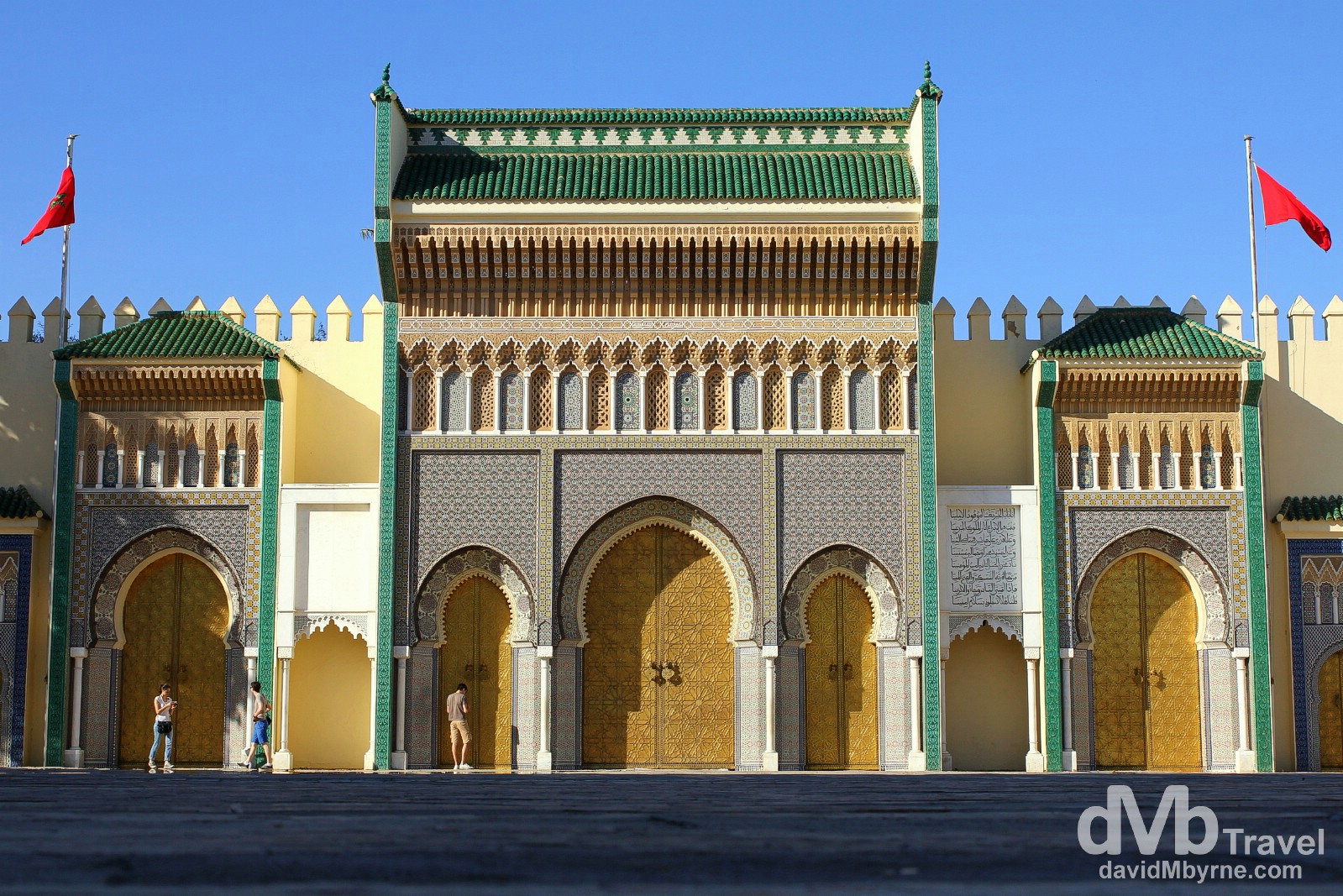 One of the impressive entrance gates to the Royal Palace in Fes el Djedid (New Fes), Fes, Morocco. May 28th, 2014. 