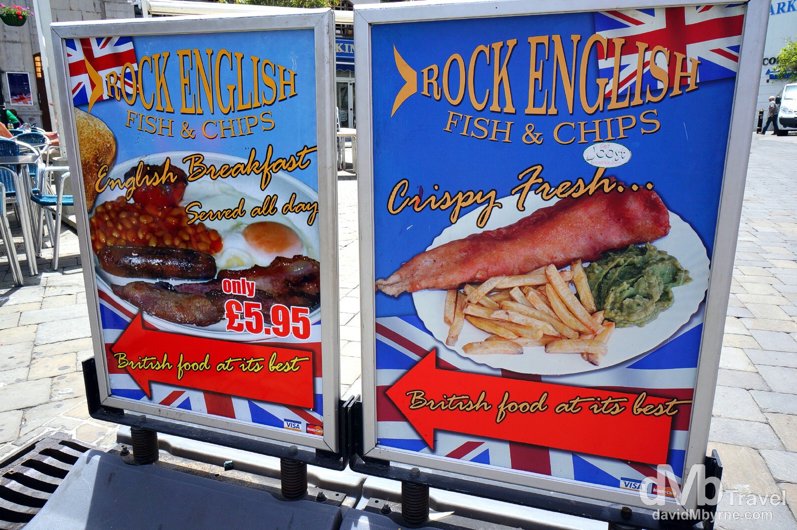 The best of British food in Grand Casemates Square, Gibraltar. June 5th, 2014. 