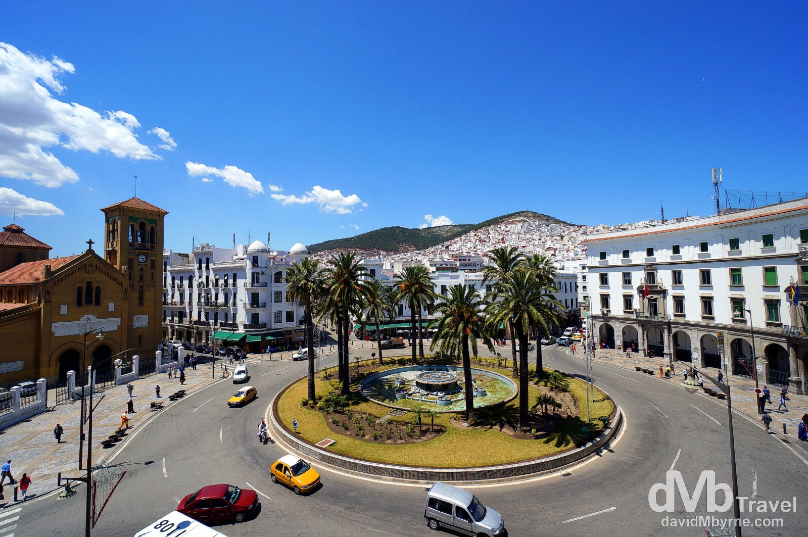 The view from room 11 in the Pension Iberia overlooking the Ville Nouvelle's Place Moulay El Mehdi in Tetouan, northern Morocco. June 2nd, 2014.  
