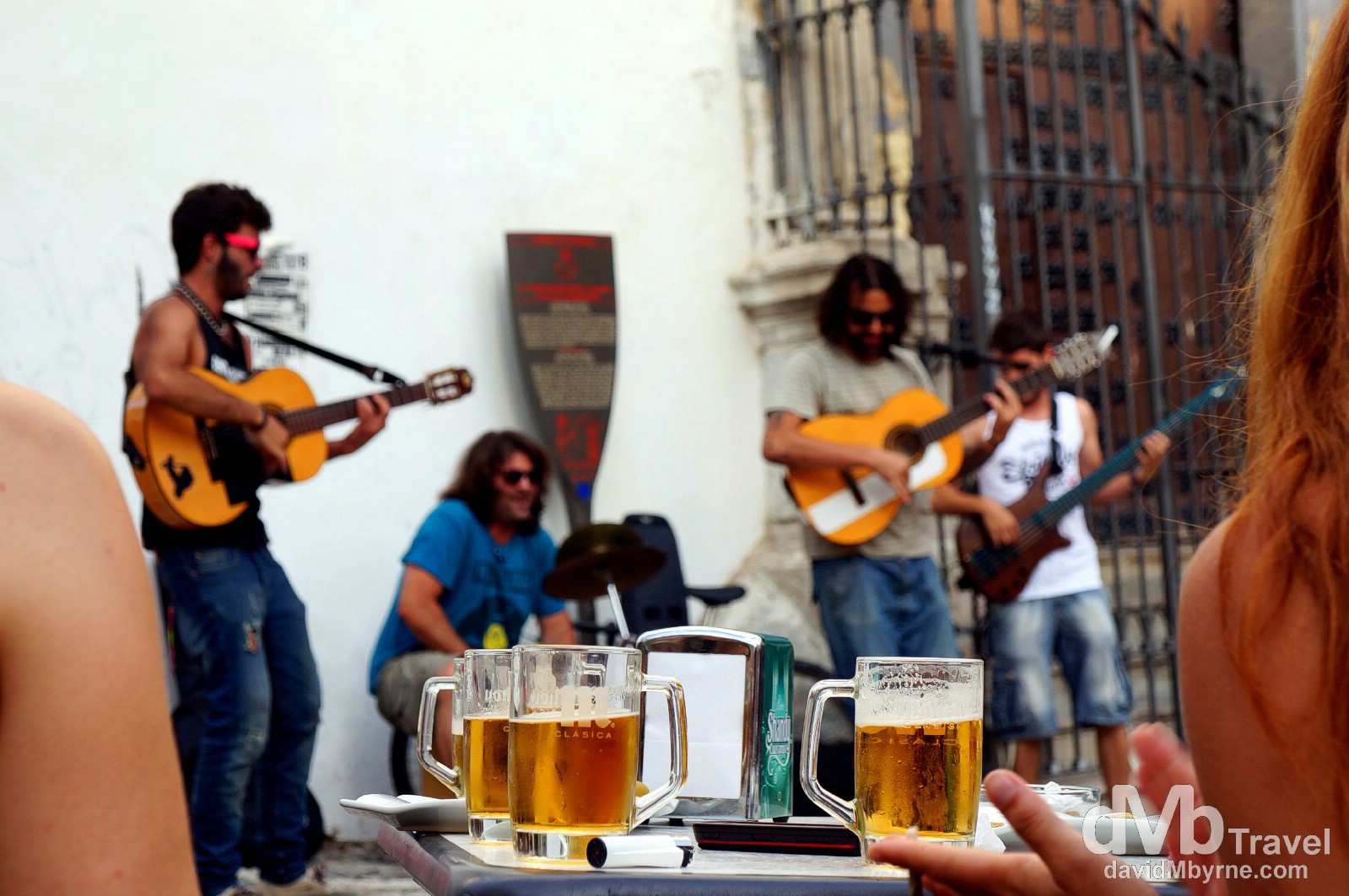 Enjoying a beer (& the buskers) in Placeta de San Gregorio in Granada, Andalucia, Spain. June 11th, 2014. 
