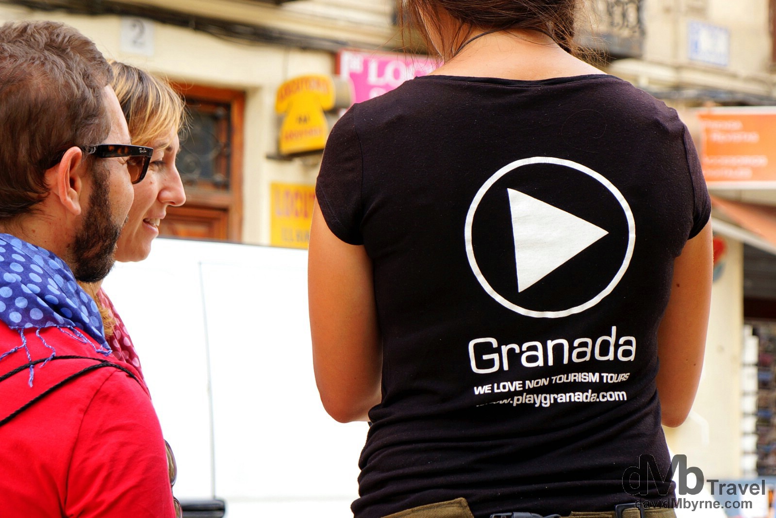 Tourist help in Plaza Nueva, Granada, Andalusia, Spain. June 10th, 2014. 