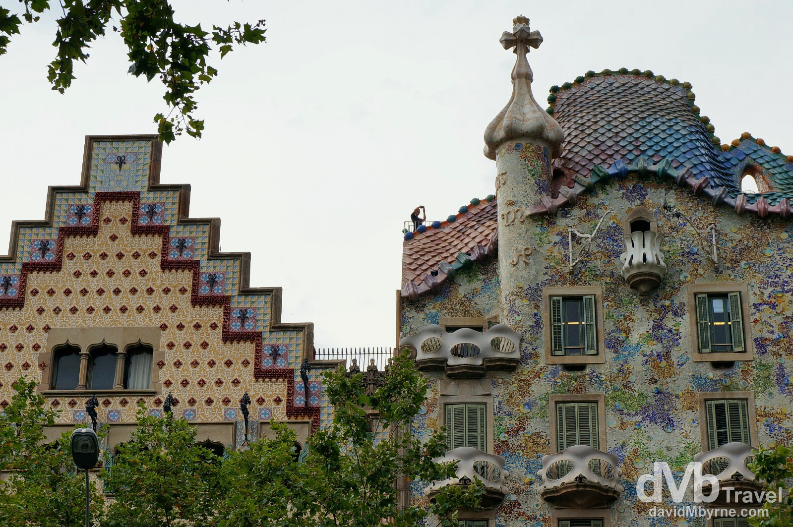 Gaudi's Casa Batilo (right) & Casa Amatller on Passeig de Gracia, Barcelona, Spain. June 17th, 2014. 
